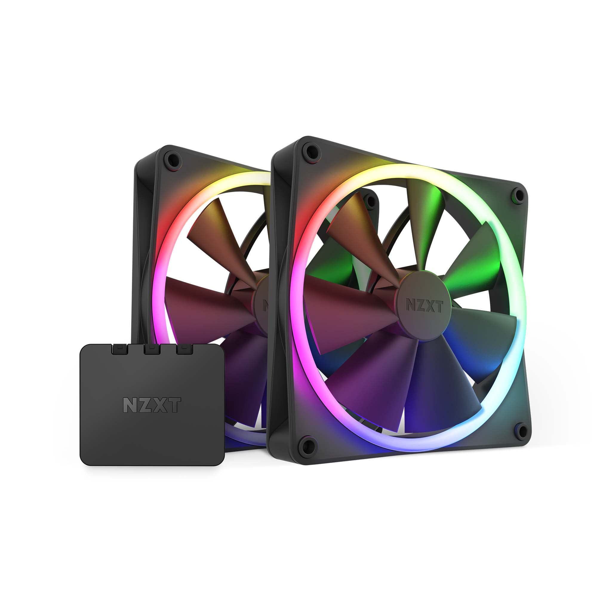 Nzxt F140 Rgb Fans   Rf R14Df B1   Advanced Rgb Lighting Customization   Whisper Quiet Cooling   Twin (Rgb Fan & Controller Incl