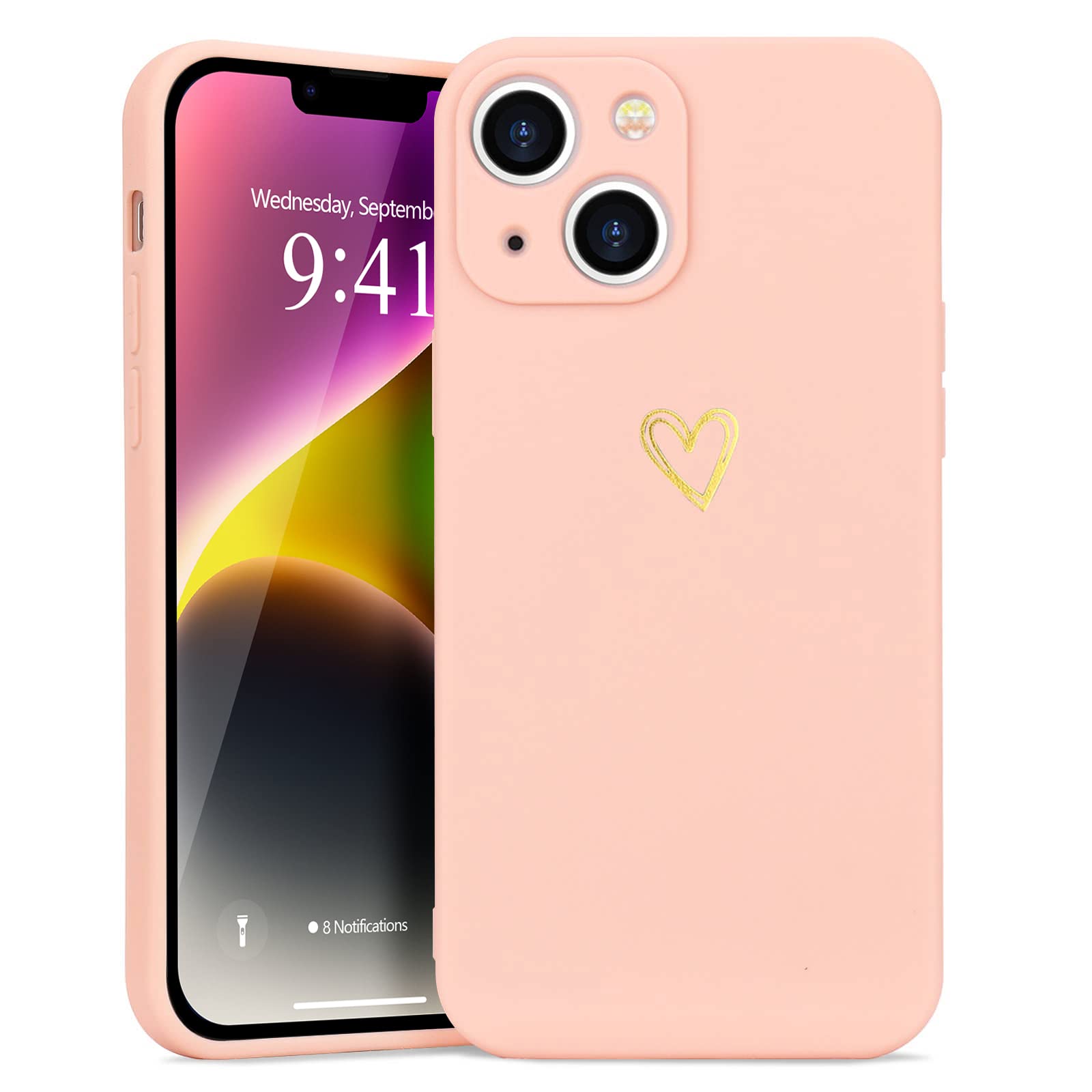 Wirvyuer For Iphone 14 Plus Case Cute Slim Shockproof Phone Case With Wireless Charging Support And Protection, Pink
