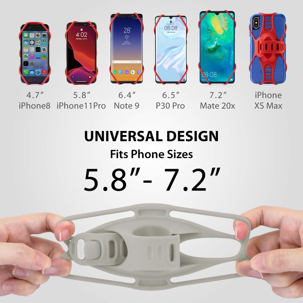 Bone Bike Tie 3, Bike Cell Phone Mount For Handlebar, Scratch-Free Silicone Holder With Anti-Slip Design, Universal Cycling Phon