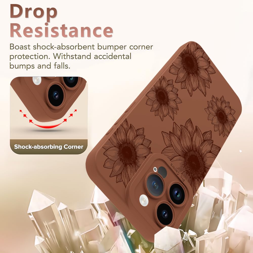 Ook Floral Case For Iphone 14 Pro Max Case, Cute Sunflower Floral Blooms Design Soft Tpu Shockproof Protective For Women Girls S