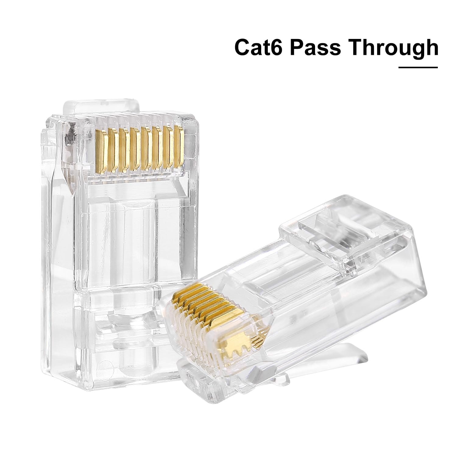 Avesview 100 Pack Cat 6 Pass Through Rj45 Connectors (Ethernet Cable Connectors) Utp Transparent Rj45 Pass Through Connector For