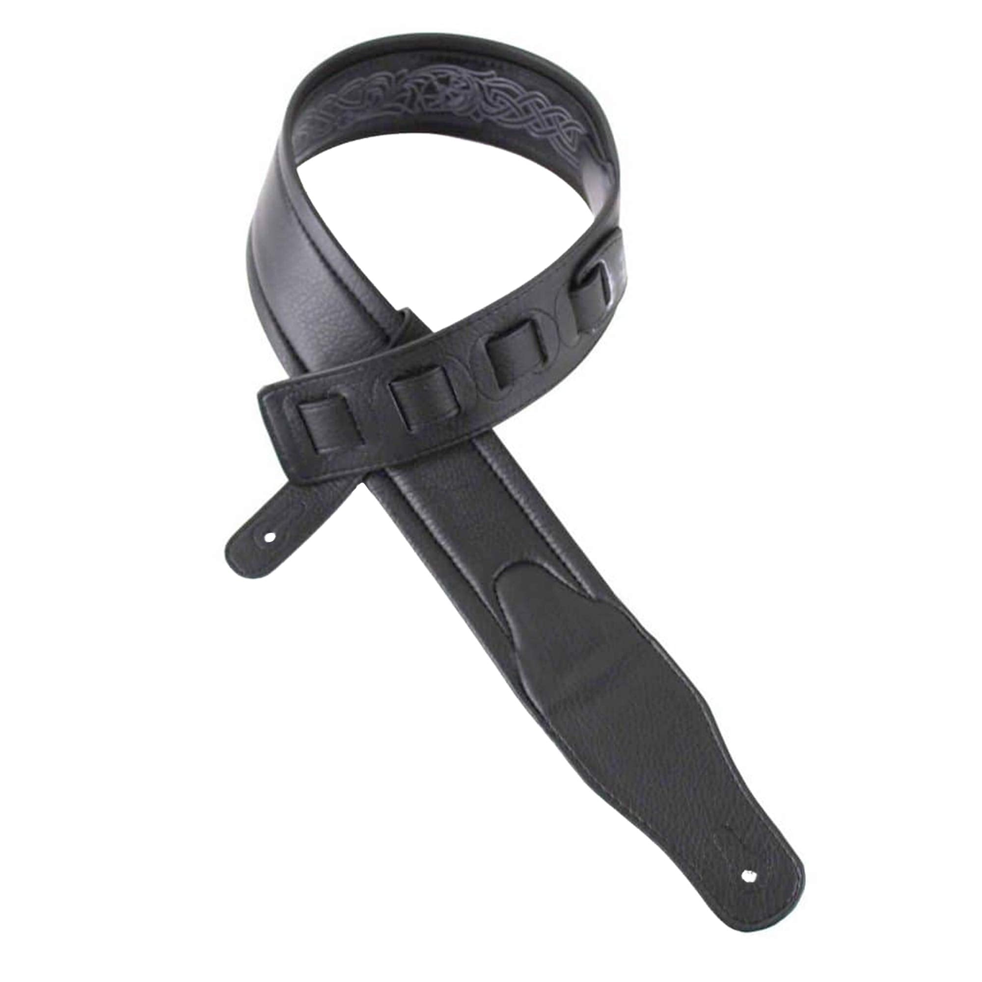 Walker & Williams Gb 182 Handmade Cobalt Black Brushed Padded Guitar Strap With Celtic Braid Design For Acoustic, Electric, And