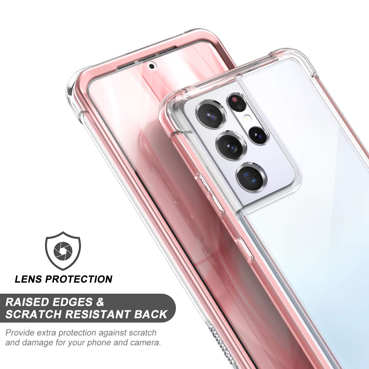 Suritch For Samsung Galaxy S21 Ultra Clear Case 6.8'' (Only), [Built In Screen Protector] Full Body Protective Hard Shell+Soft T