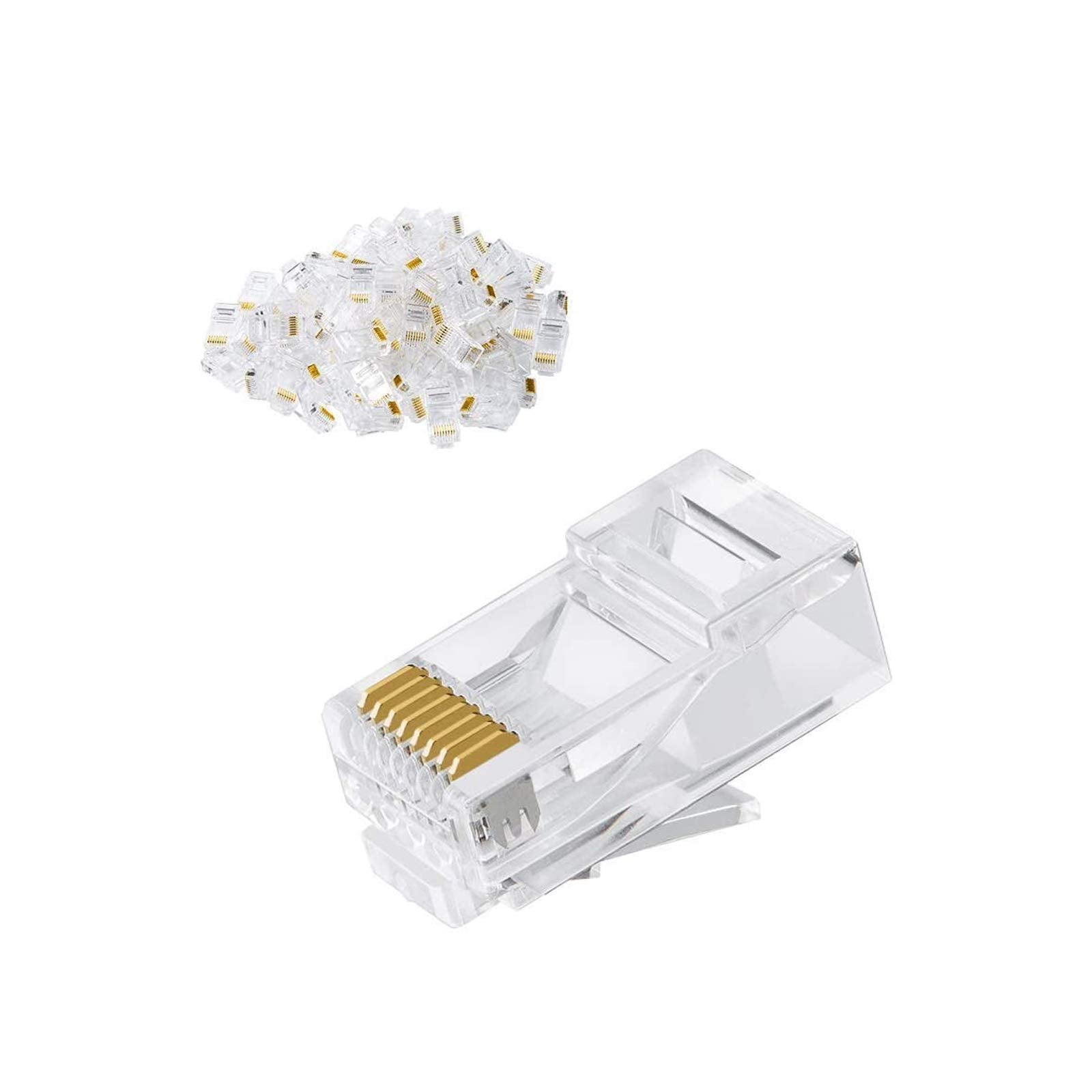 CableCreation RJ45 Pass Through Connectors, 50-Pack Cat6/Cat5e Gold Plated Modular Plug Unshielded Crimp Connector for Solid or 
