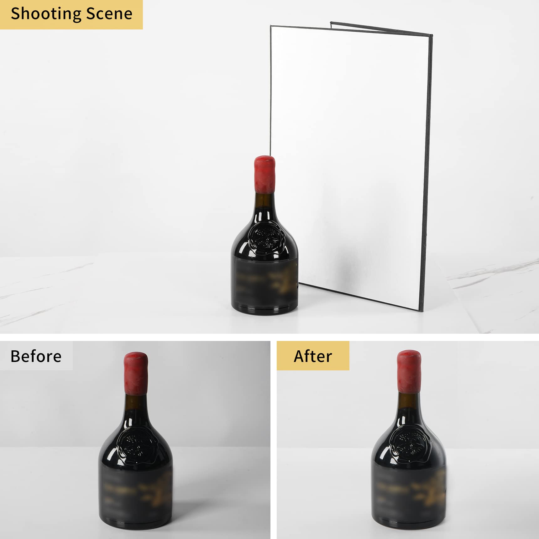 Meking 3 In 1 Photography Reflector Cardboard, 17''X12''/42X30Cm A3 Folding Light Diffuser Board For Still Life, Product And Foo