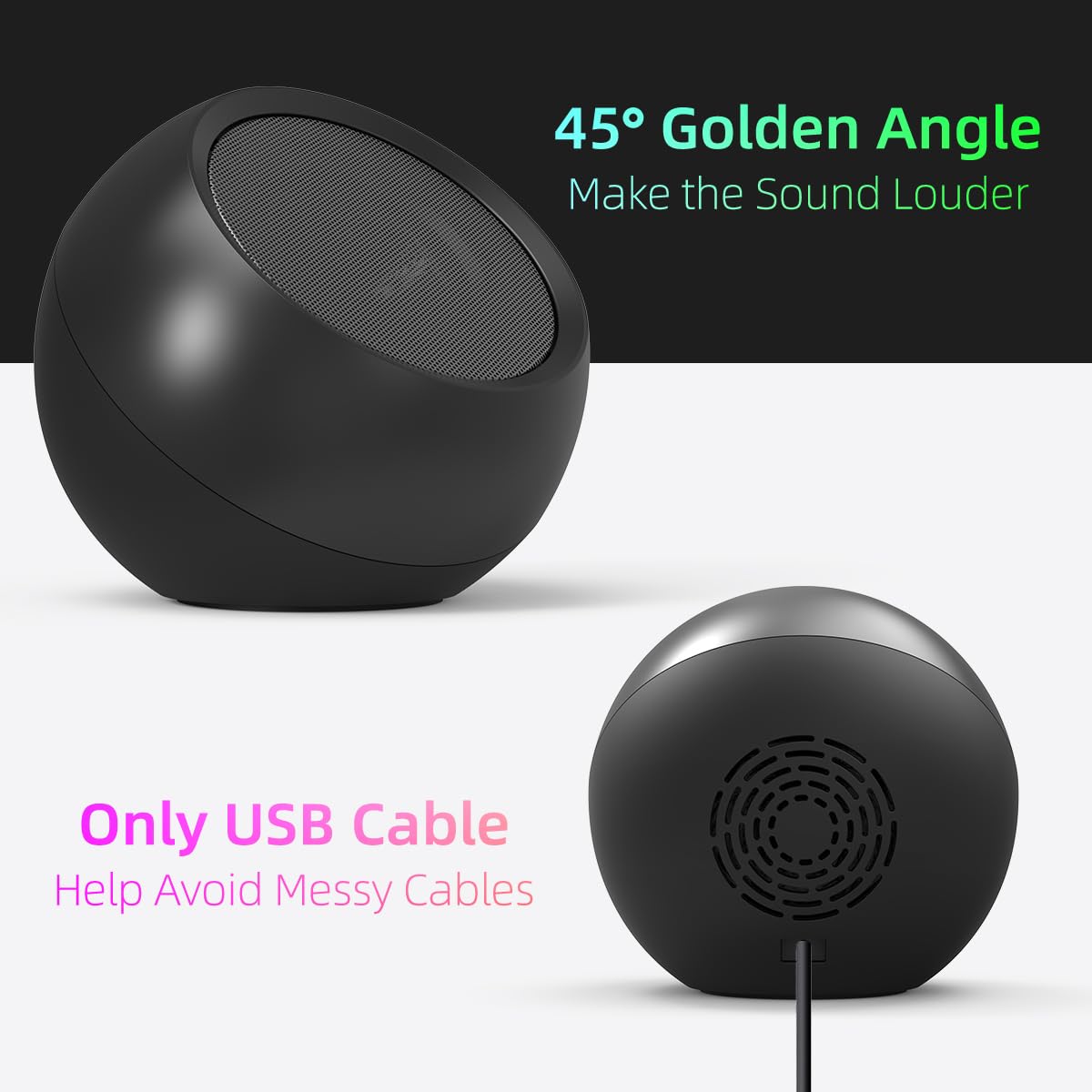 [Upgraded] Usb Computer Speakers For Desktop Pc Laptop | Small Plug N Play External Speakers With Crystal Clear Sound, Loud Volu