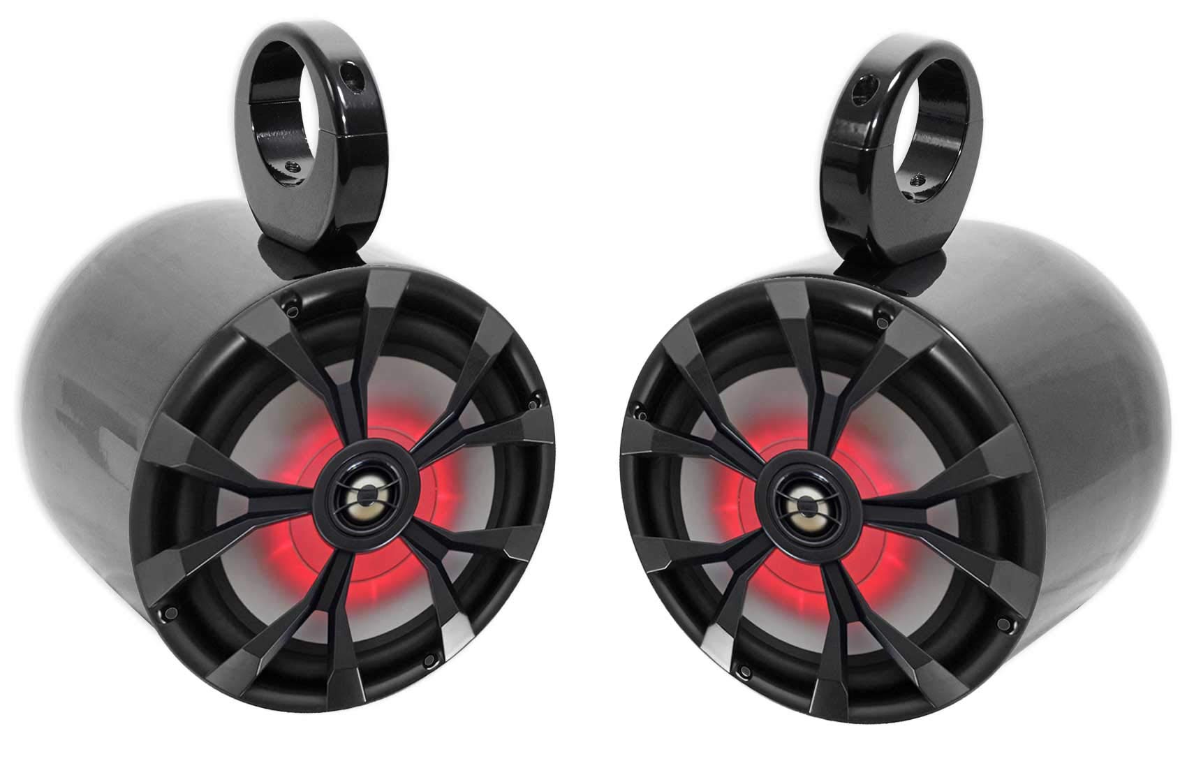 Rockville (2) RKL80MB 8 900 Watt Marine Wakeboard LED Tower Speakers in Black