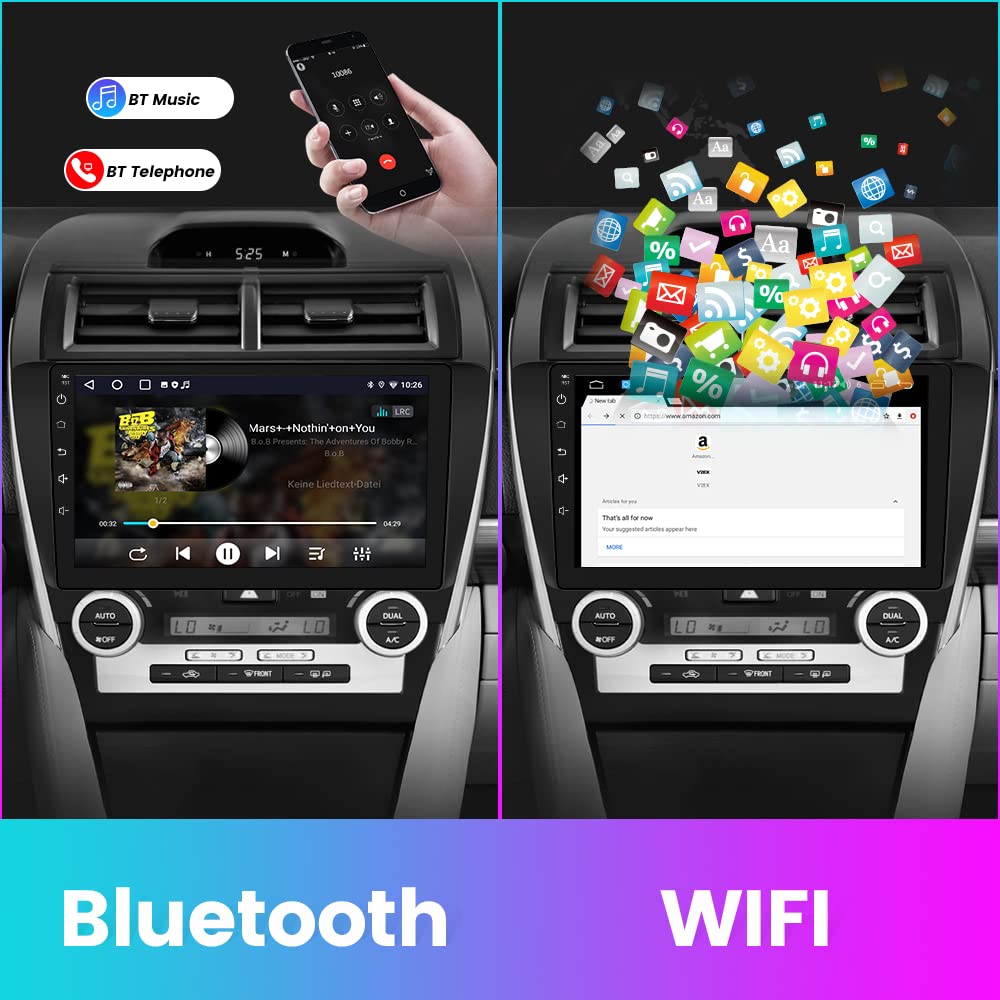 Android 13 [2Gb+64Gb] Car Radio Compatible For Toyota Camry 2012 2013 2014, 10 Inch Touch Screen With Gps/Fm/Wifi/Usb/Reverse Ca