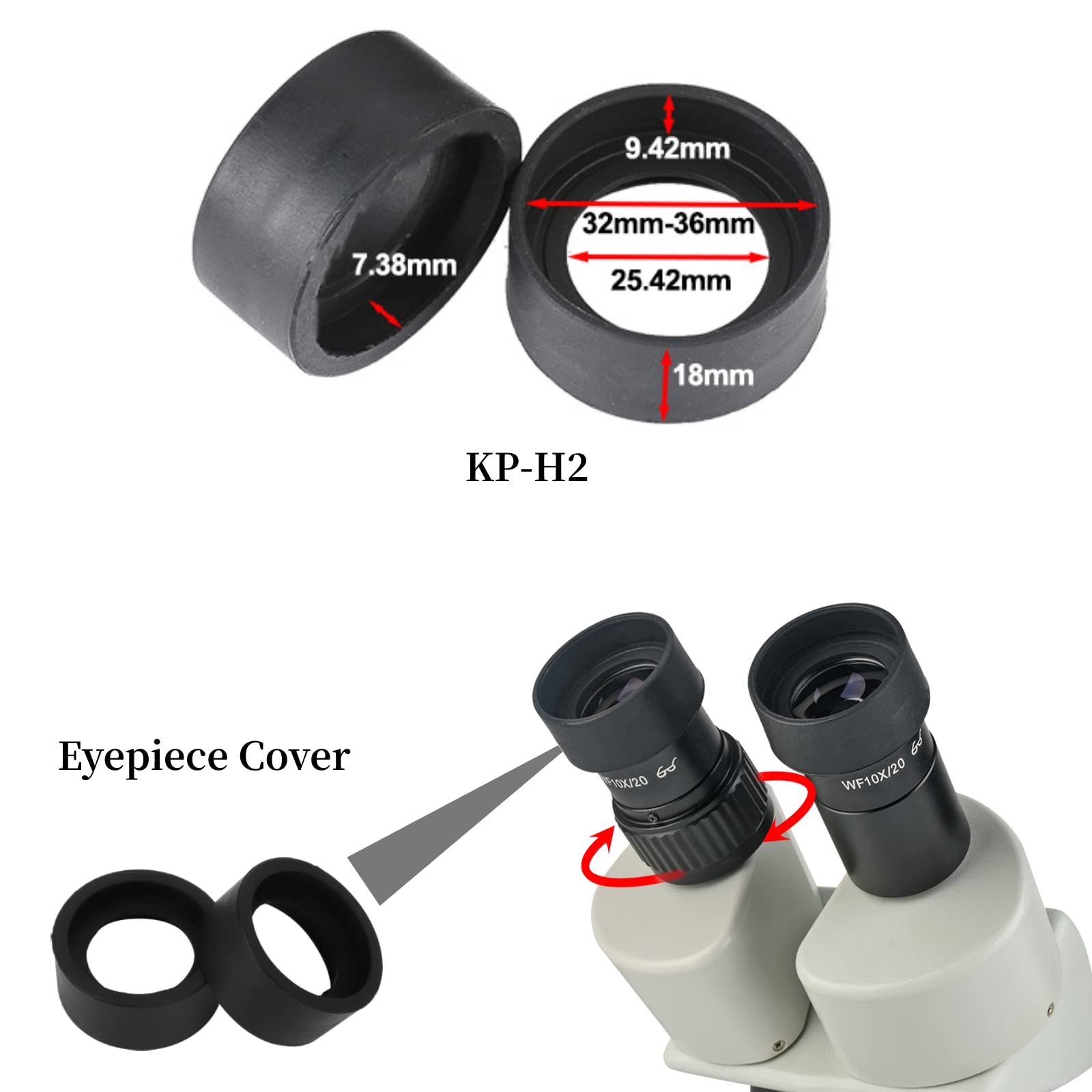 Aunmas 2Pcs Eyepiece Cover, Binocular Eye Cups Binocular Eye Cups Replacement Guard Soft Rubber 36Mm Diameter Stereo Microscope