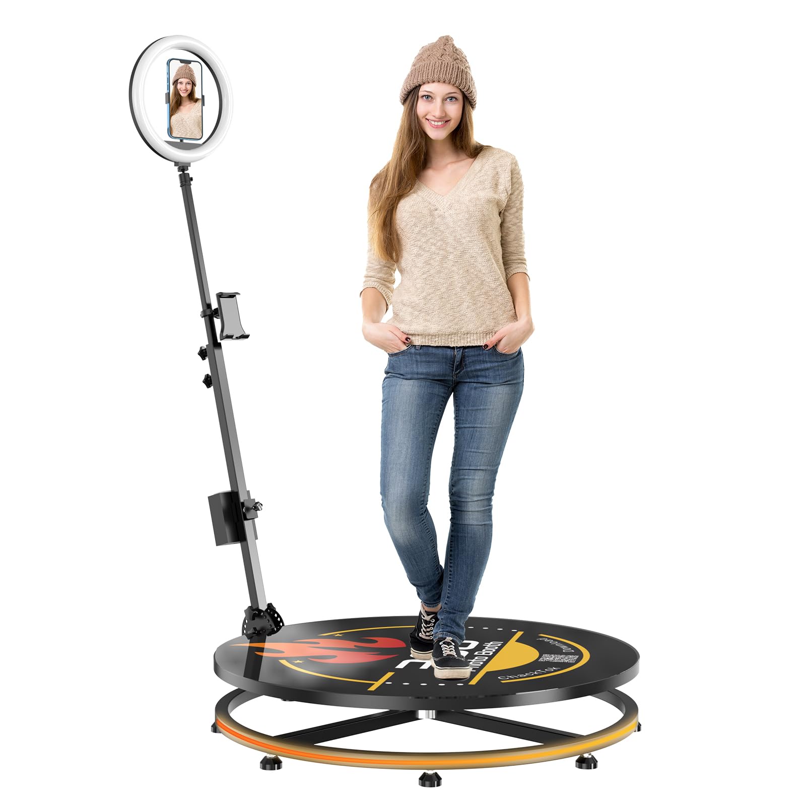 Mwe 360 Photo Booth Machine With Flight Case,App Remote Control Automatic Slow Motion 360 Spin Camera Booth (23In)