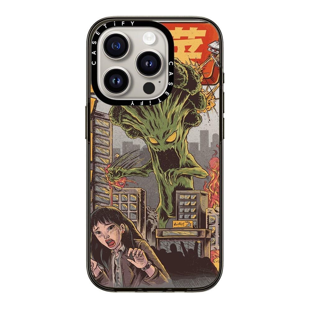 Casetify Compact Iphone 15 Pro Case [2X Military Grade Drop Tested / 4Ft Drop Protection]   Broccozilla   Clear Black