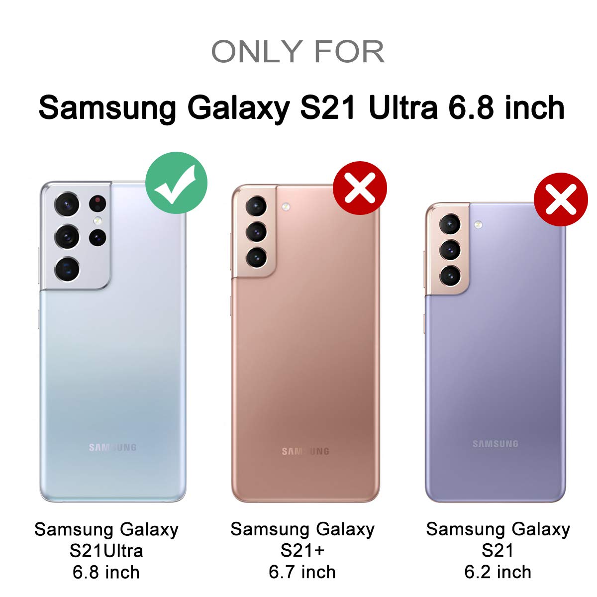 Suritch For Samsung Galaxy S21 Ultra Clear Case 6.8'' (Only), [Built In Screen Protector] Full Body Protective Hard Shell+Soft T