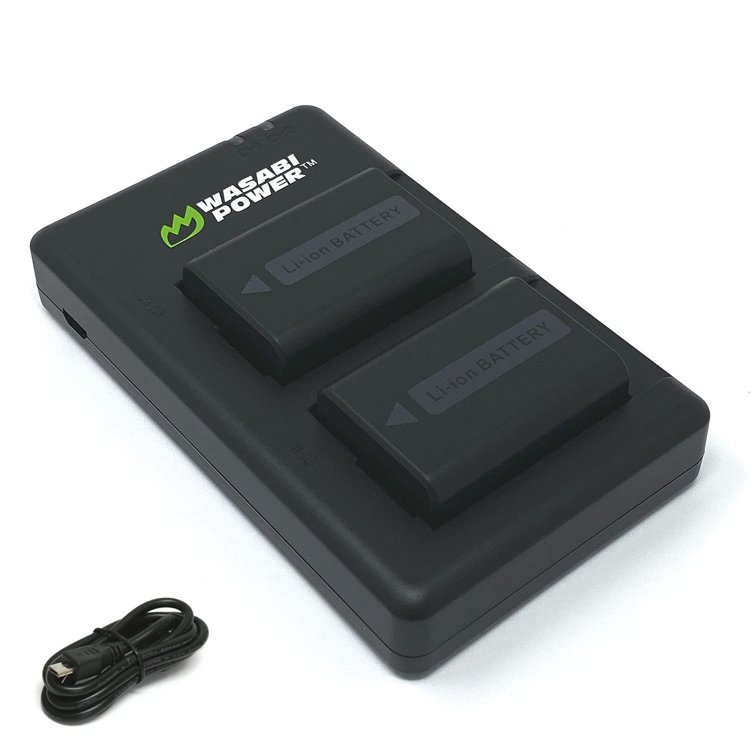 Wasabi Power NPFW50 Battery (2Pack) & USBC Dual Charger for Sony ZVE10, Alpha a5100, a6000, a6300, a6400, a6500, Alpha a7, a