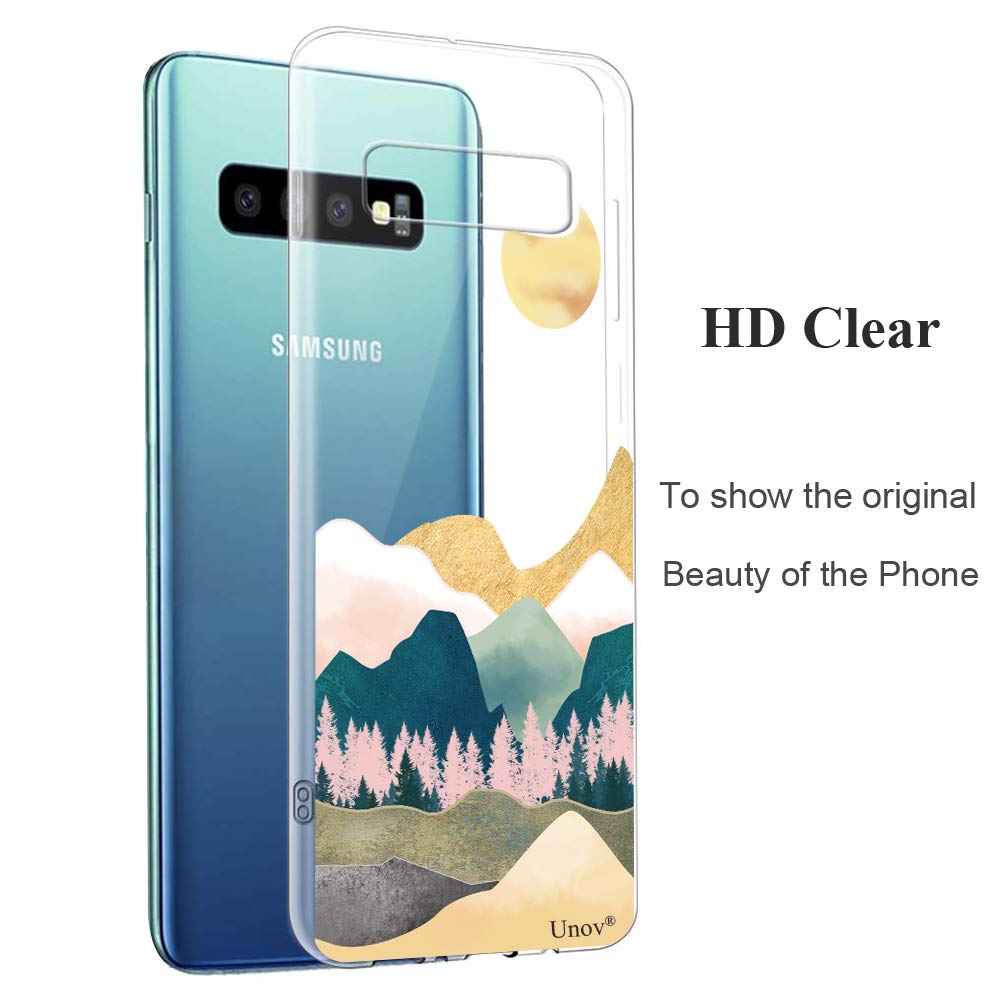 Unov Galaxy S10 Phone Case Embossed Pattern Slim Shock Absorption TPU Sierra Mountains 6.1in