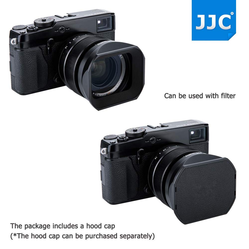 Square Metal Lens Hood W/Hood Cap Replace Fuji Lh Xf23 For Fujifilm Fujinon Xf 23Mm F1.4 R & Xf 56Mm F1.2 R (Apd) Lens On Camera