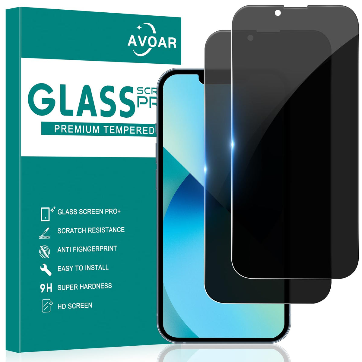 Avoar 2 Pack Privacy Screen Protector For Iphone 14/Iphone 13/Iphone 13 Pro, Privacy Screen Iphone 13 6.1 Inch Tempered Full Scr