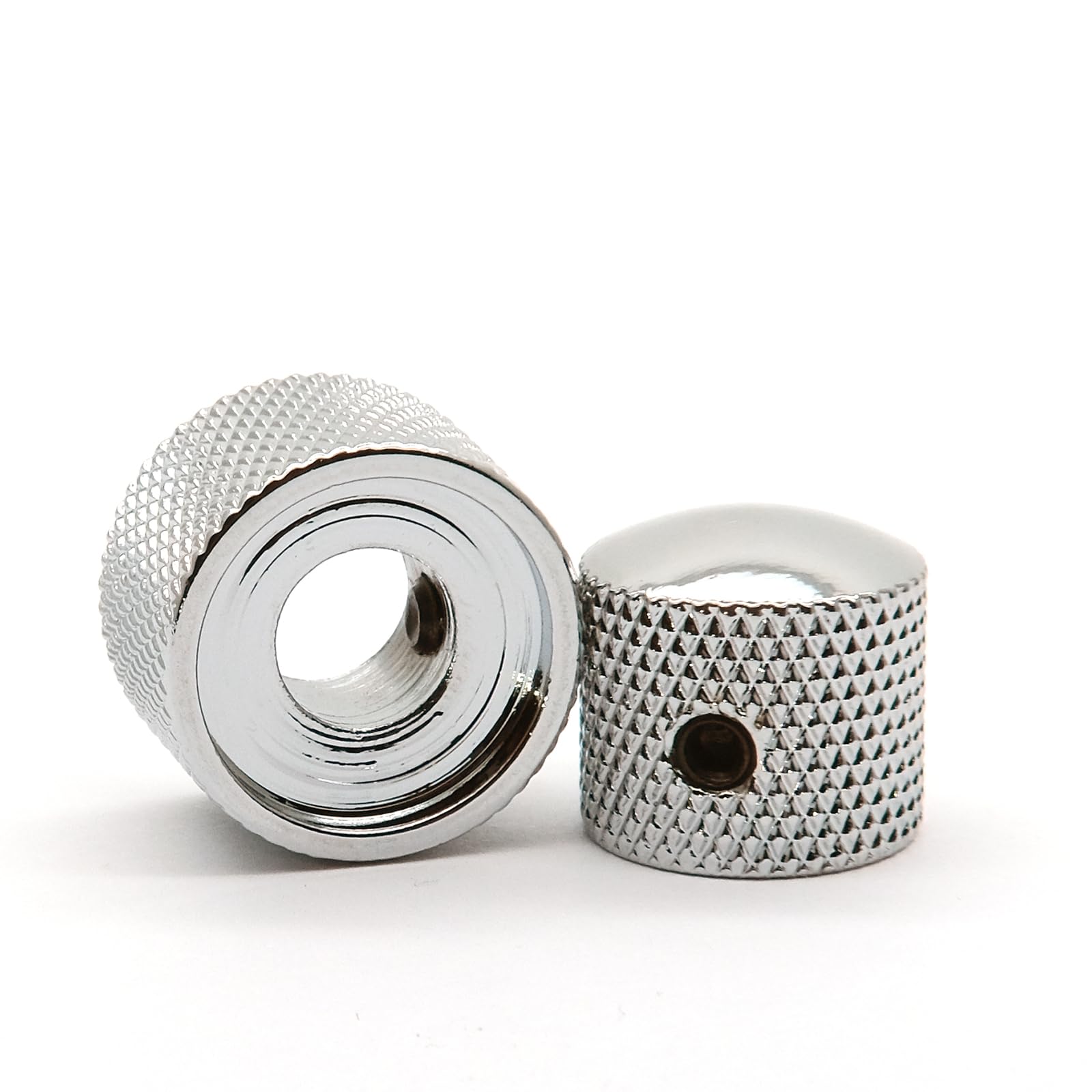 Harpfeas 2Pcs Guitar Dual Concentric Stacked Control Knobs Sets Metal With Wrench Replacement For Electric Guitar Bass (Chrome)