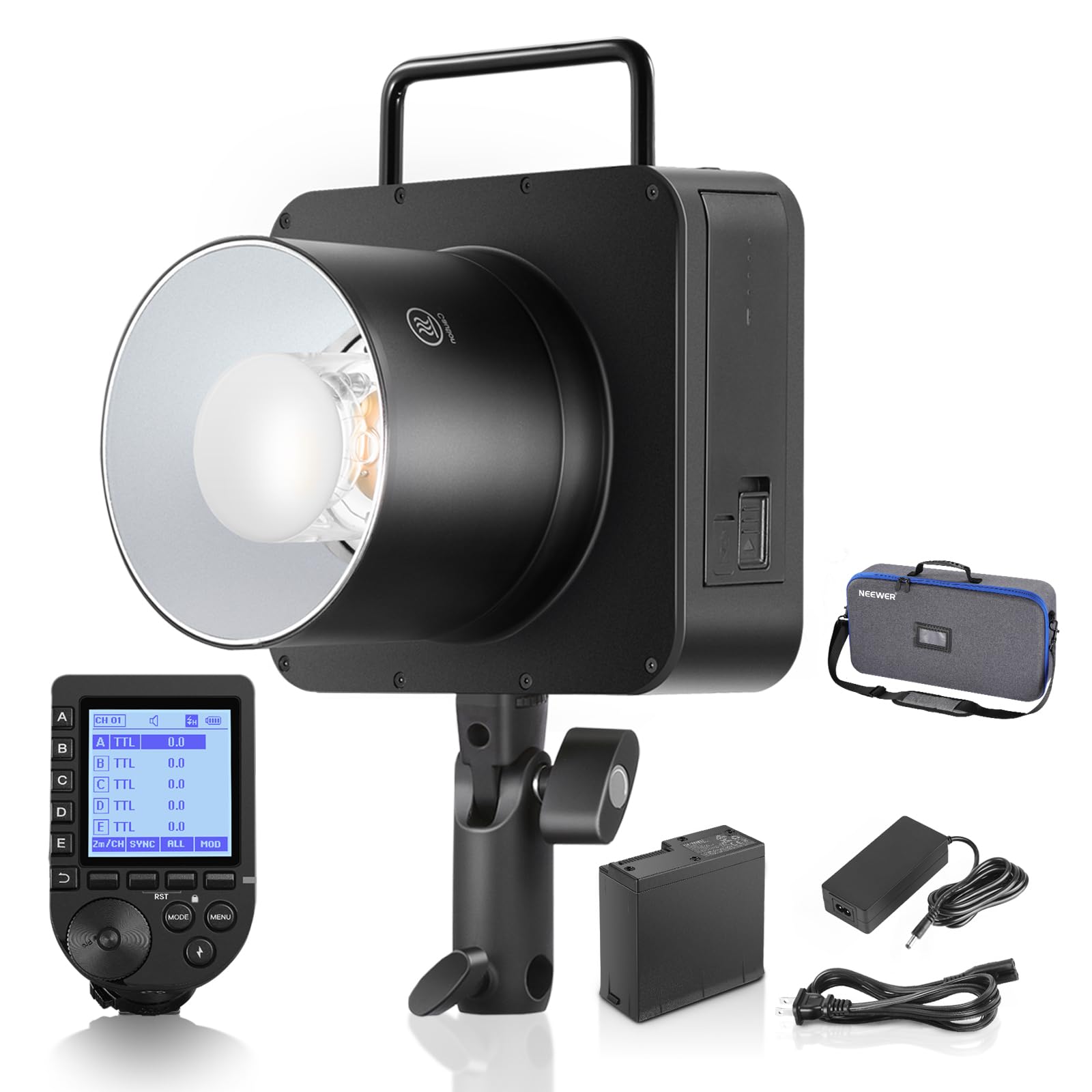 Neewer Q4 400Ws Studio Flash Outdoor Strobe 2.4G Ttl& Qpro C Trigger Compatible With Canon, 1/8000 Hss/30W Modeling Lamp/400 Ful