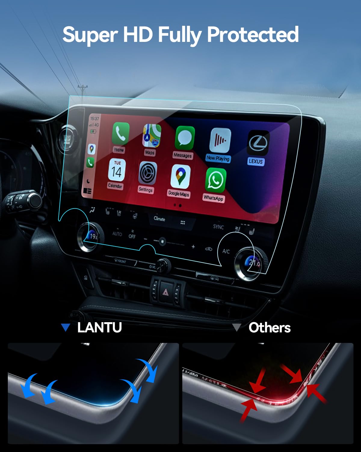 Lantu Nx 350 Screen Protector For 2024 2023 2022 Lexus Nx250/Nx350/Nx350H/Nx450H+ Accessories 14'' 9H Tempered Glass Gps Navigat