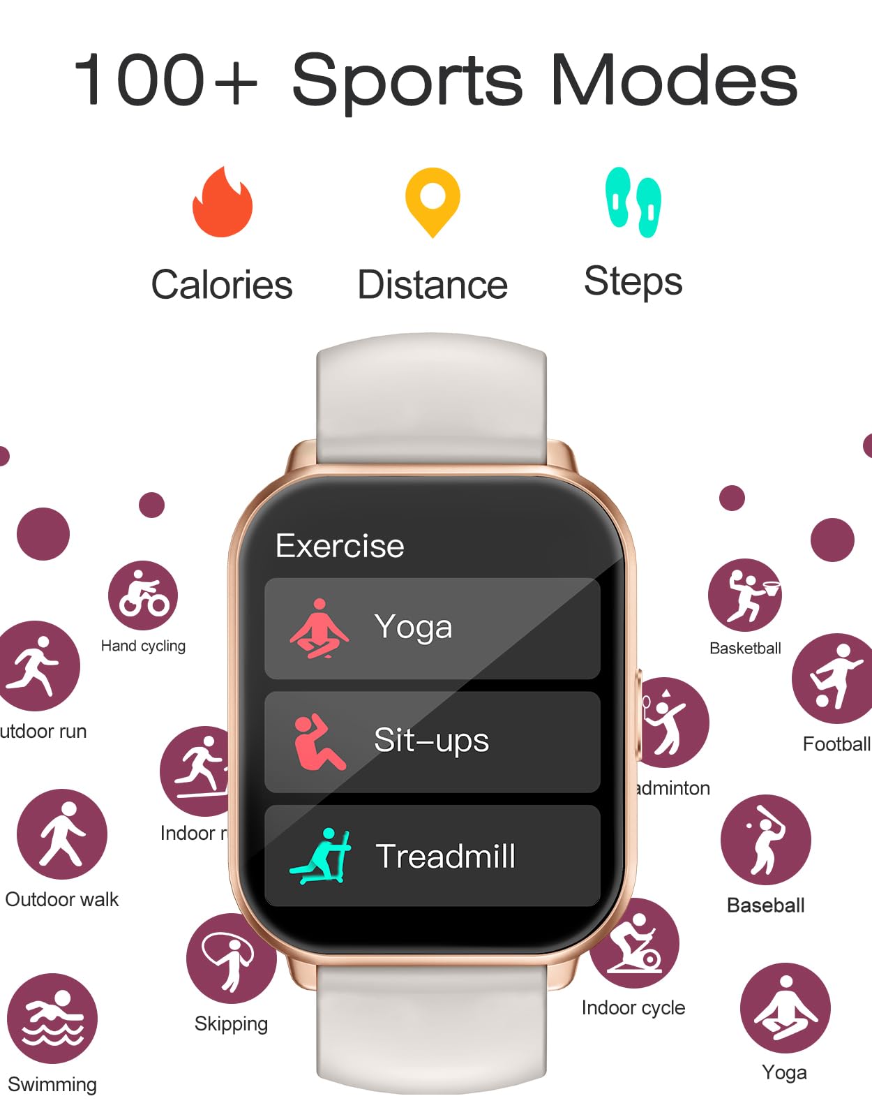 Smart Watches For Women Men (Answer/Make Calls, 3 Bands), 1.85'' Fitness Tracker Watch For Iphone/Android Phones With Heart Rate