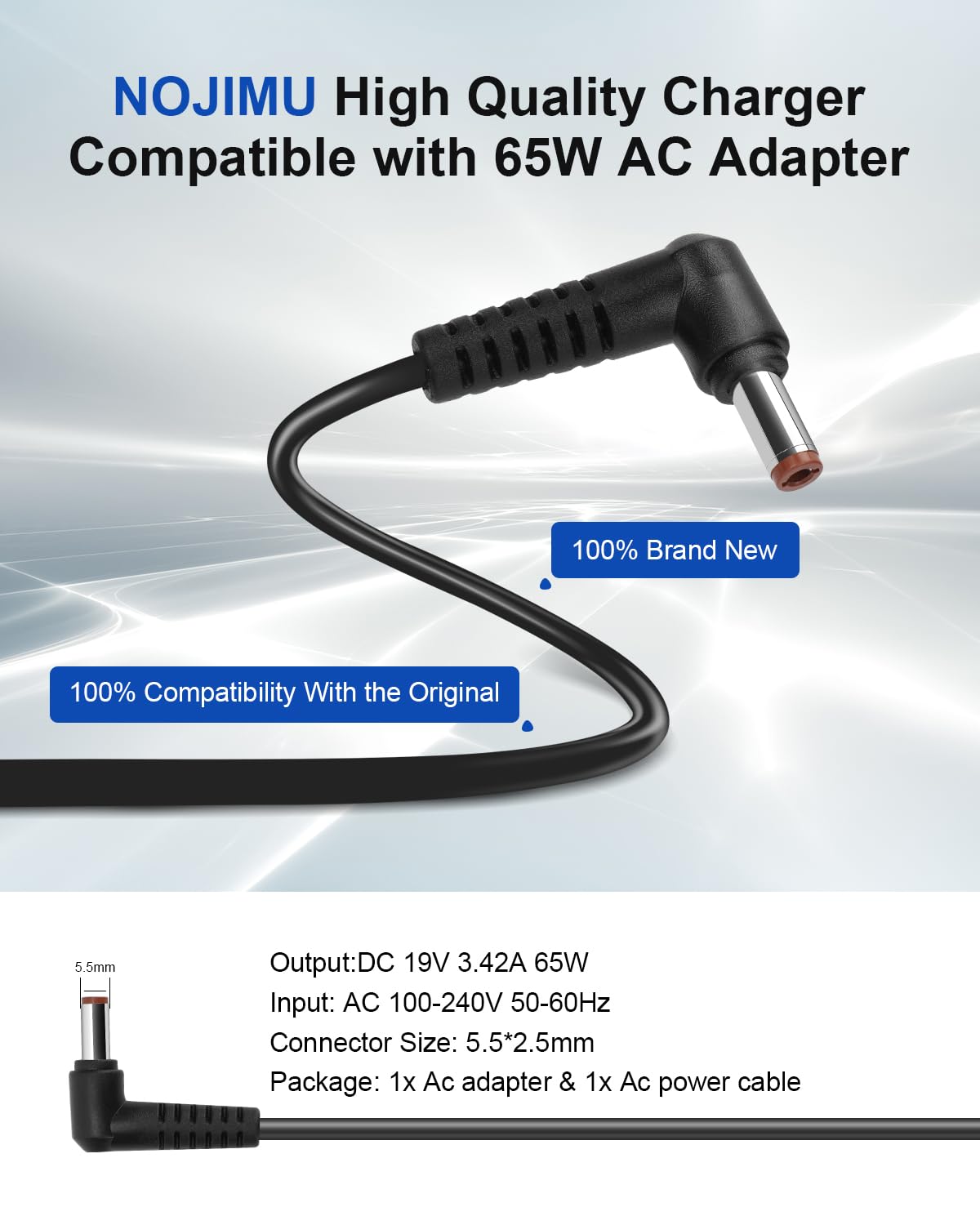 19V Dc Monitor Power Supply Cord For Asus Hp, Led Hd Display Monitor Replacement For Hp 22Cwa 23Xi 23Bw Hp Pavilion 20'' 21.5''