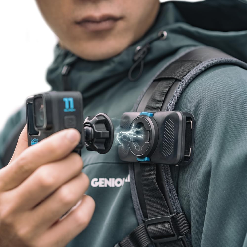Surewo 360� Rotation Magnetic Quick Release Backpack Clip Mount Compatible With Gopro Hero 13,12,11,9,8,7,6,5,Dji Osmo Action 5 Pro/4/3 And More