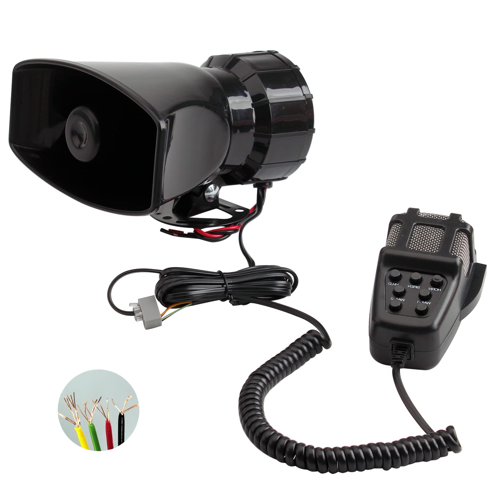 Alarm Horn Siren Pa Speaker Mic System,Banhao 100W 12V 7 Sound Loud Car Alarm Police Horn Police Car Siren Horn Speaker System E