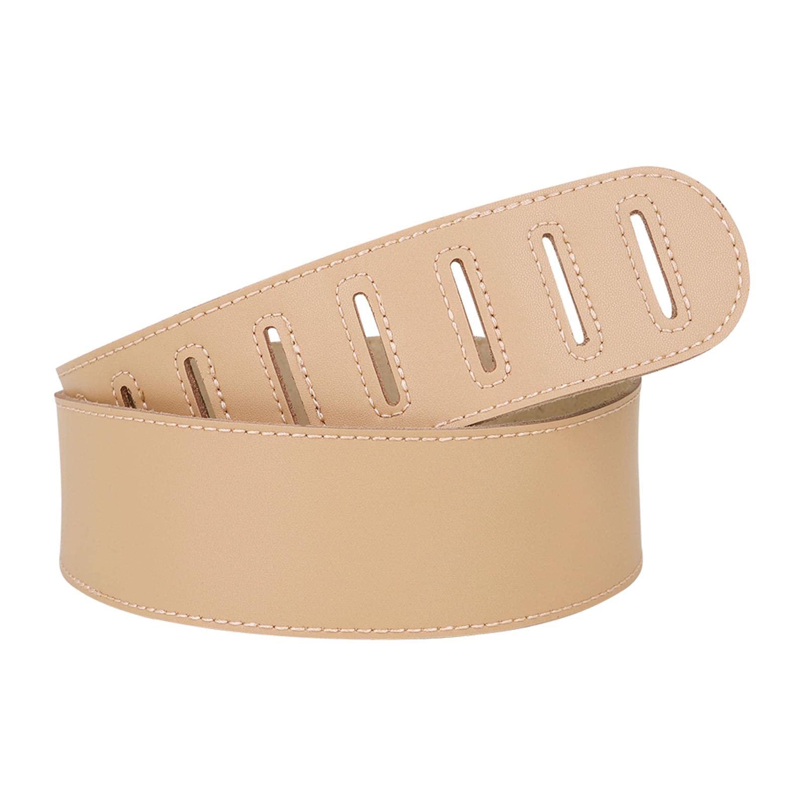THE STYLE SUTRA Adjustable Cowhide Soft Strap For Electric Acoustic Guitar Bass Khaki
