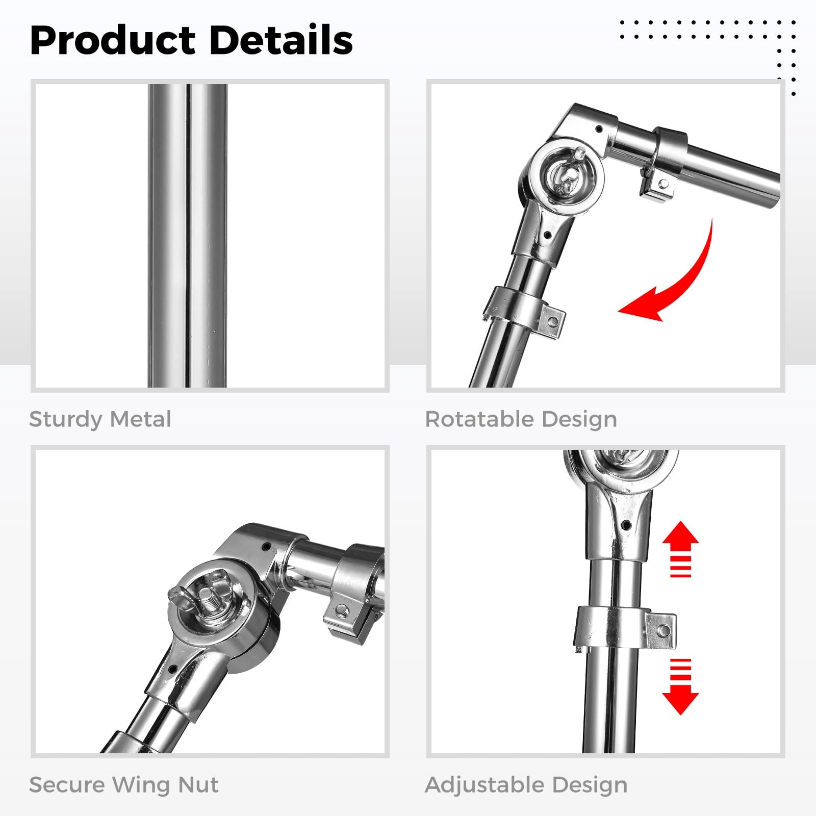 4 Pcs Tom Drum Mount Bracket, Adjustable Metal Tom Mounting Holder Hardware Parts Tom Arm Clamp Replacement For Tom Drum Percuss