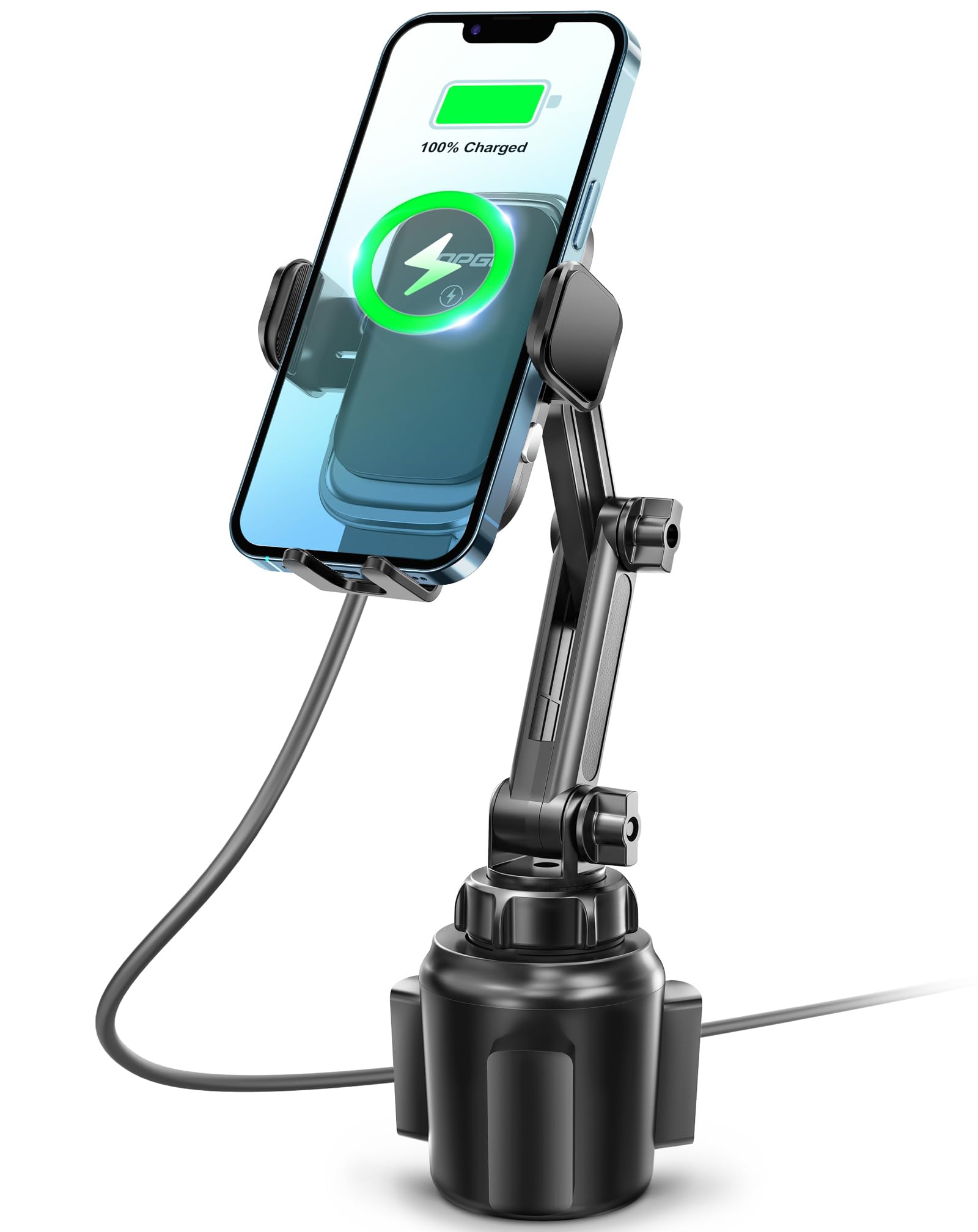 Topgo [Upgraded Cup Phone Mount Wireless Charger, Universal Cell Phone Holder Car Charger Wireless Charger Cup Phone Holder Fast