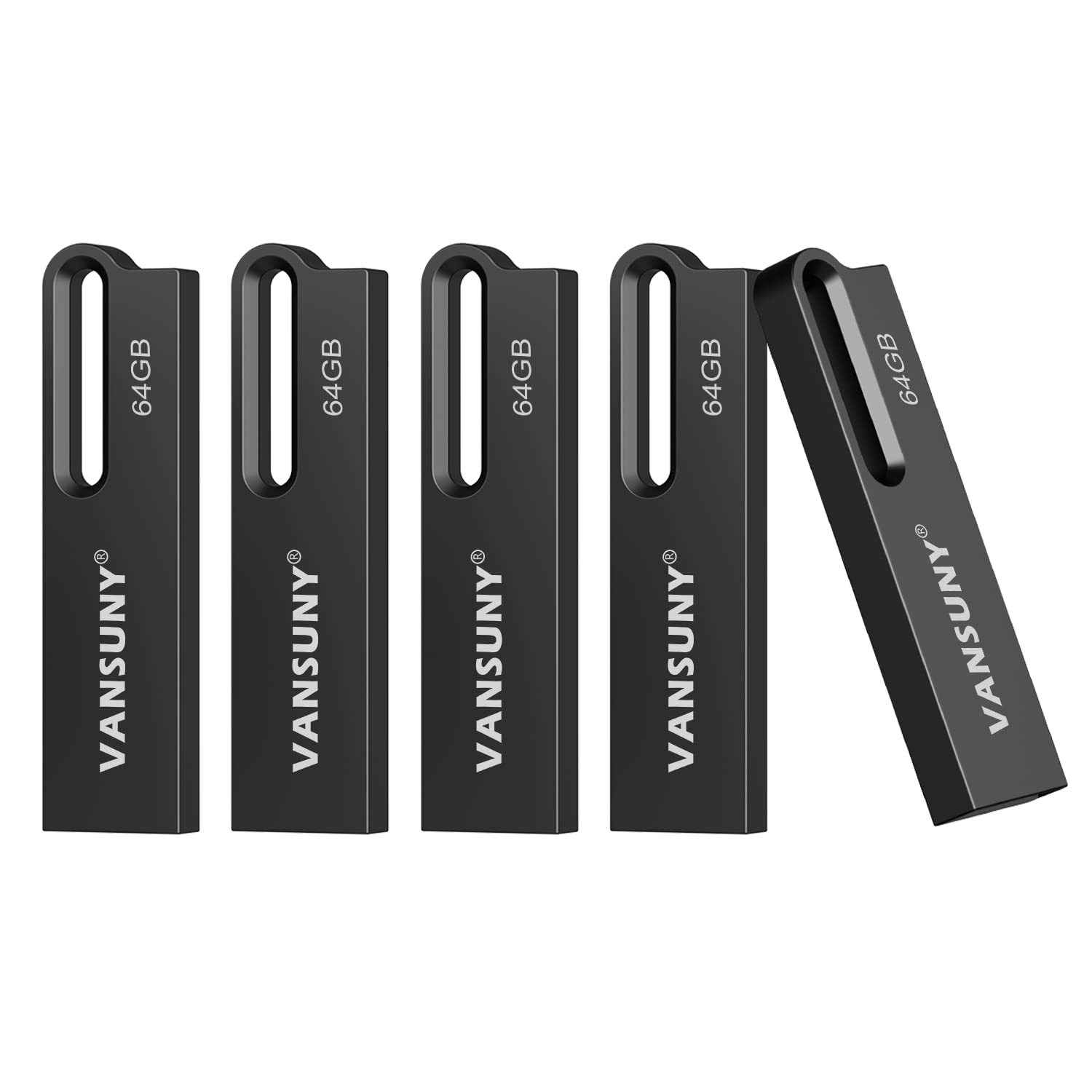 Vansuny 5 Pack Usb 3.0 Flash Drives 64Gb Metal Waterproof Flash Drives Ultra High Speed Memory Sticks, Portable Thumb Drives For Pc/Tablets/Mac/Laptop