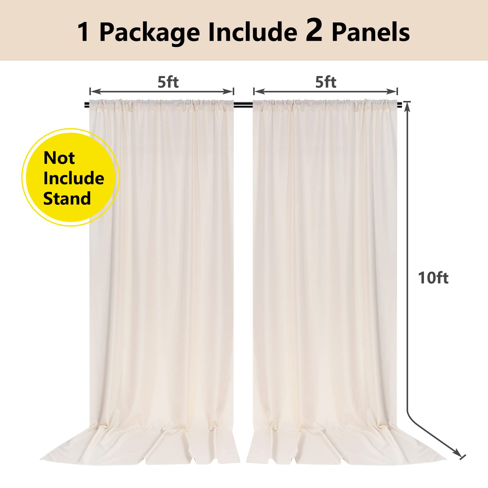 10Ft X 10Ft Beige Backdrop Curtains For Wedding Birthday Baby Shower Photography Backdrop Fabric Curtains Drapes Home Window Dec