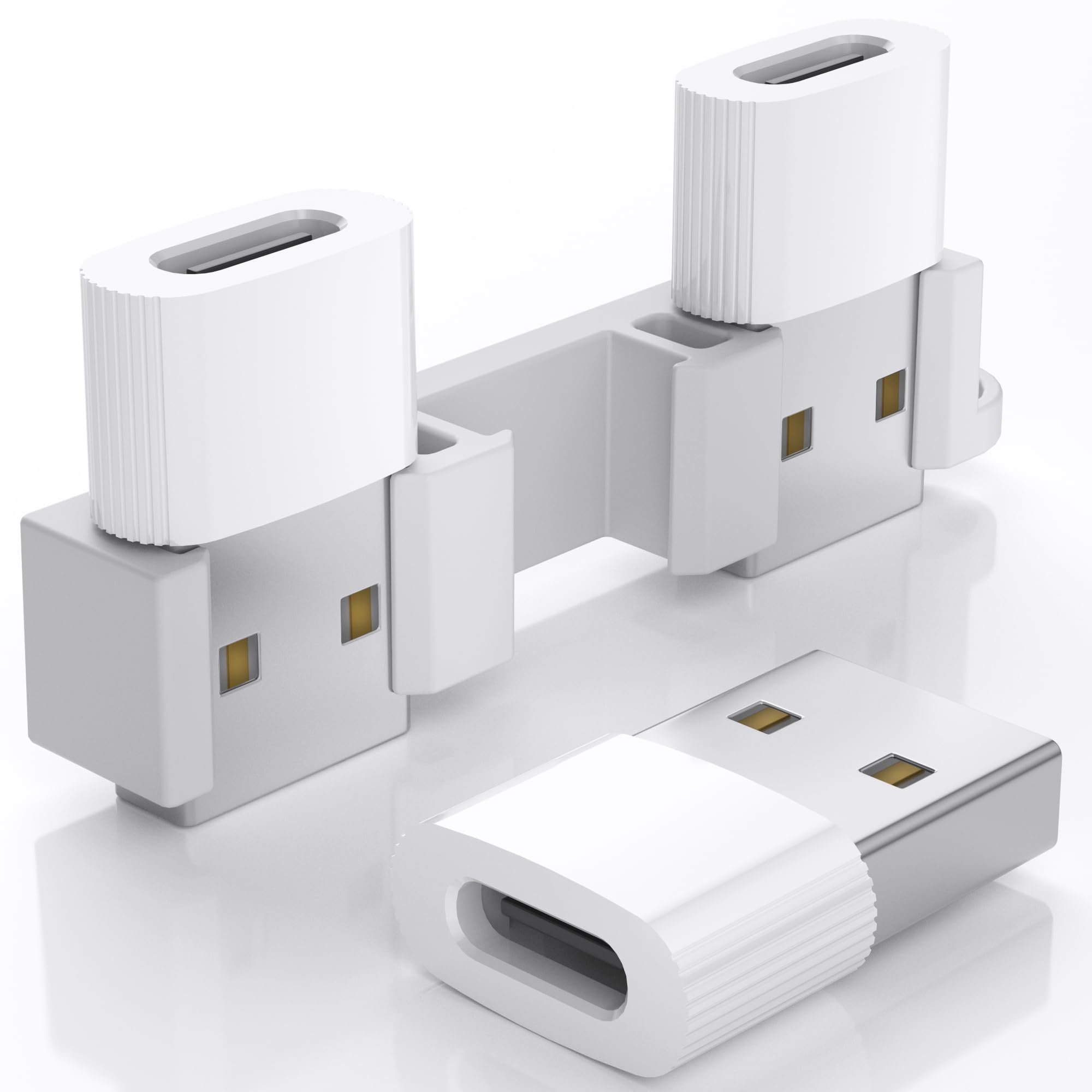 USB to USB C Adapter, 3Pack USBC Female to USB Male Converter (White)
