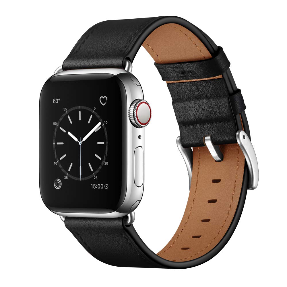 Ouheng Compatible With Apple Watch Band 49Mm/46Mm/45Mm/44Mm/42Mm, Genuine Leather Band Replacement Strap Compatible With Apple W