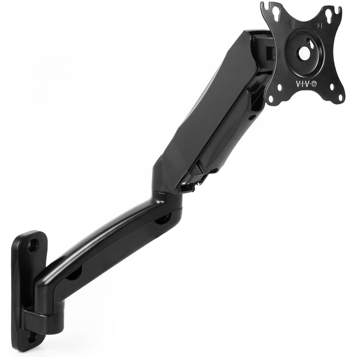 Vivo Height Adjustable Pneumatic Extended Arm Single Monitor Wall Mount, Full Motion Articulating, Fits 17 To 27 Inch Screen, Bl