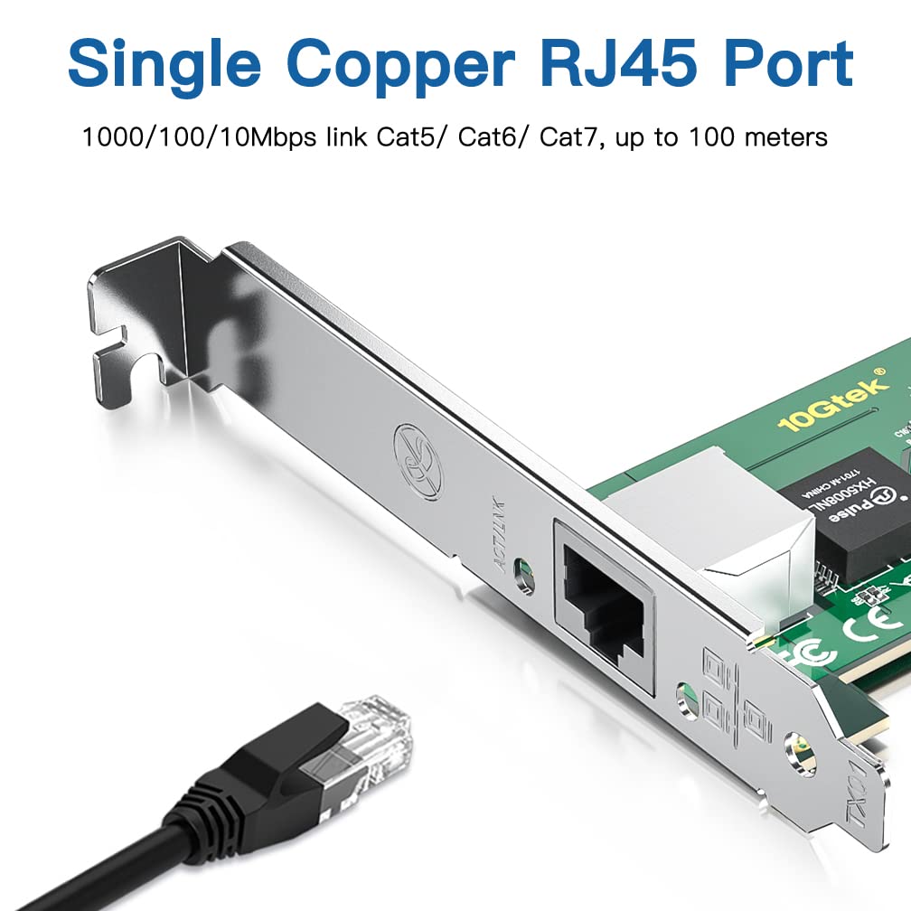 H!Fiber Gigabit Pcie Nic With Intel I210 Chip, 1Gb Network Card Compare To Intel I210 T1 Nic, Single Rj45 Port, Pci Express 2.1 X1, Ethernet Card With Low Profile For Windows/Windows Server/Linux