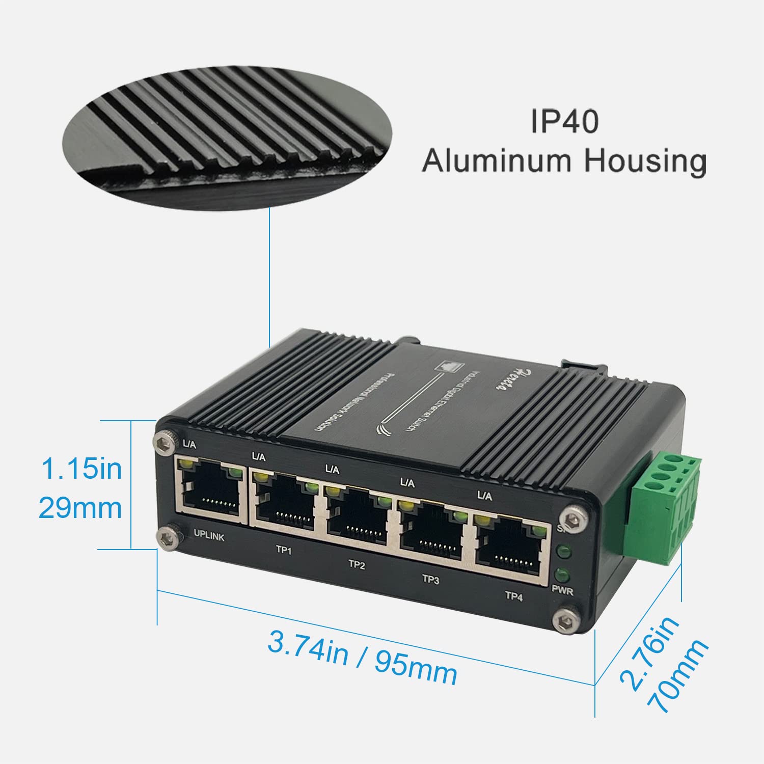 Hardened Industrial Gigabit Ethernet Switch 5 Port Mini Industrial Switch 10/100Mbps Half/Full Duplex And 1000Mbps Full Duplex