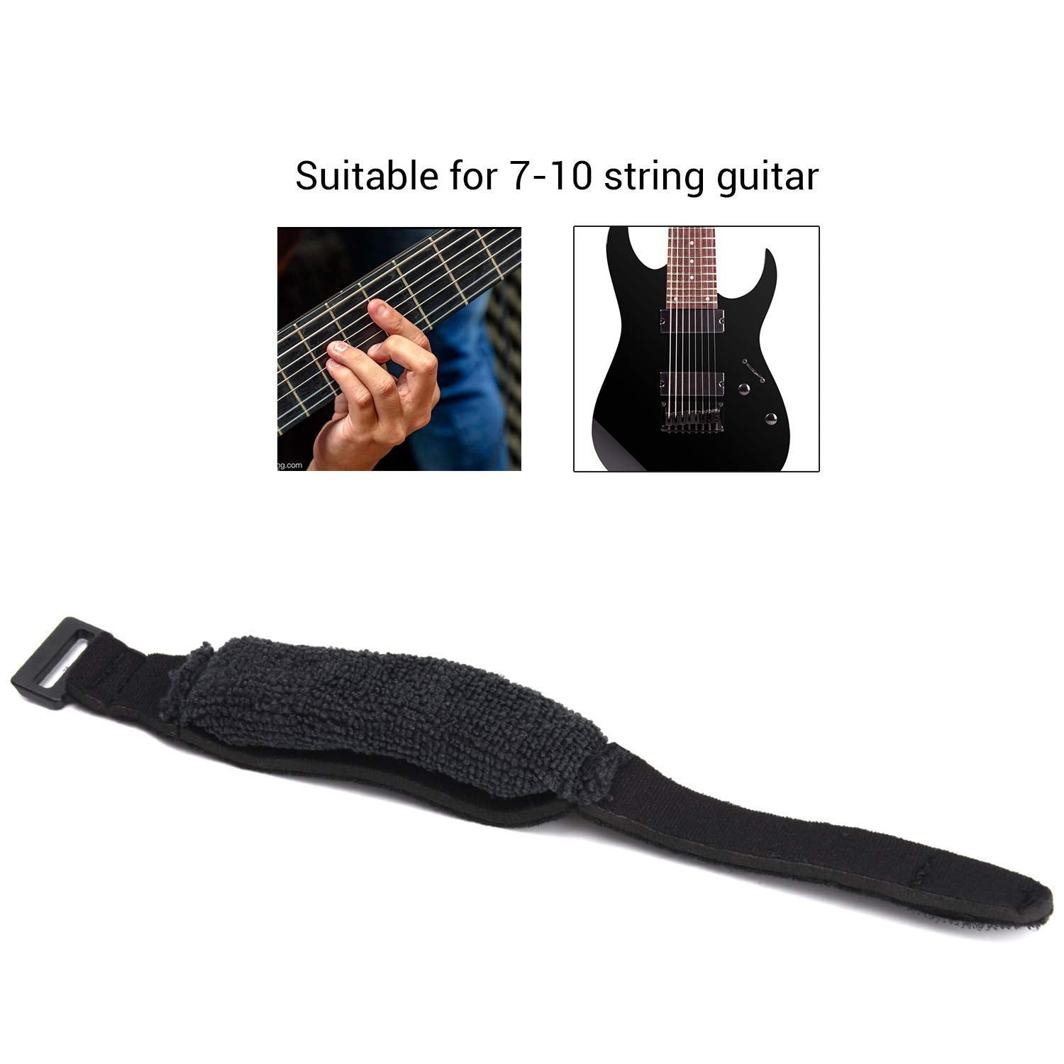 Facmogu 2Pcs Guitar String Mute Dampener, Guitar String Cover Belt, Adjustable Bass Guitar Mute Silencer, Fretboard Muting Strap