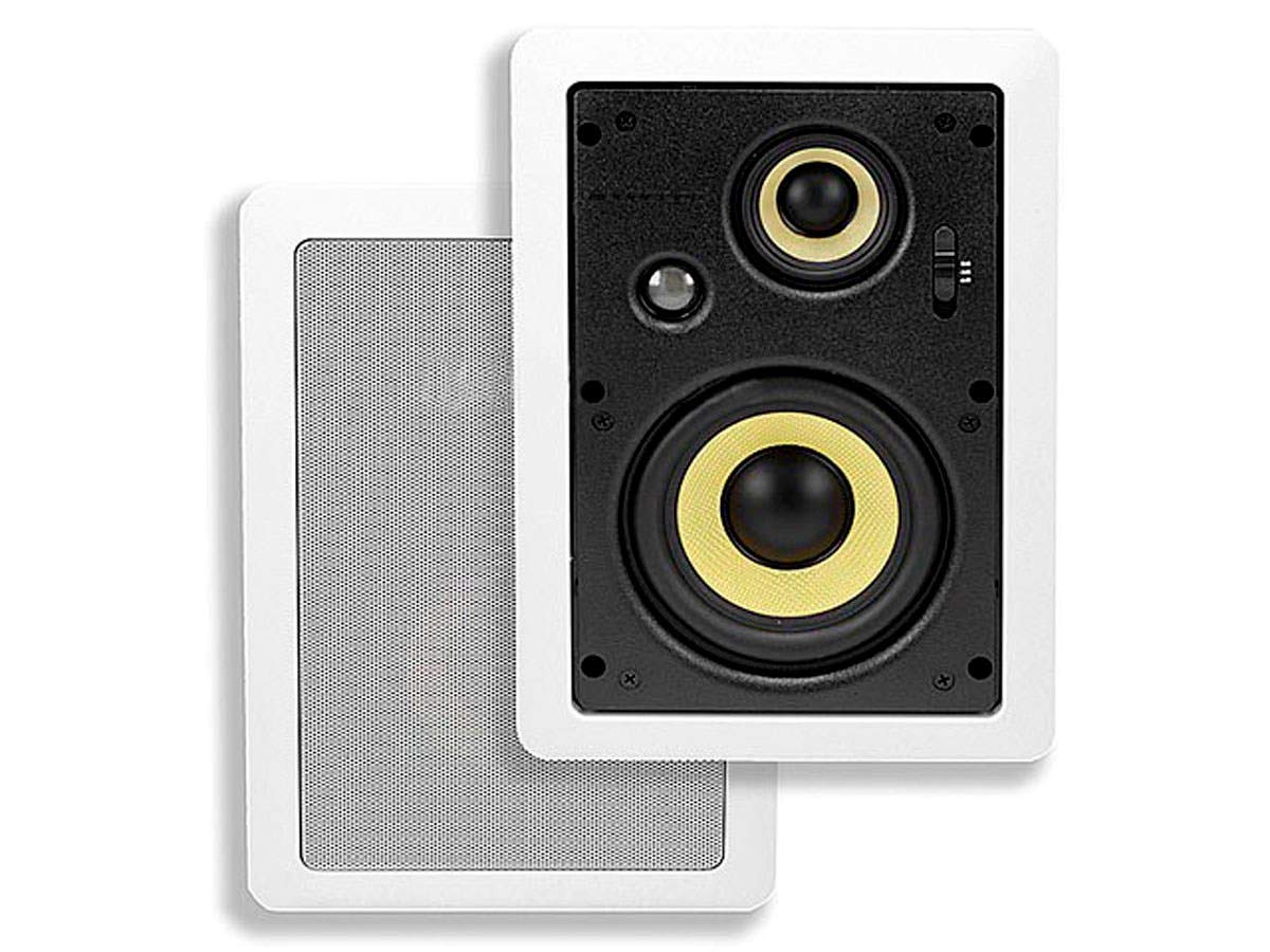 Monoprice 3-Way Aramid Fiber In-Wall Speakers - 6.5 Inch (Pair) Titanium Silk Dome Tweeters - Caliber Series