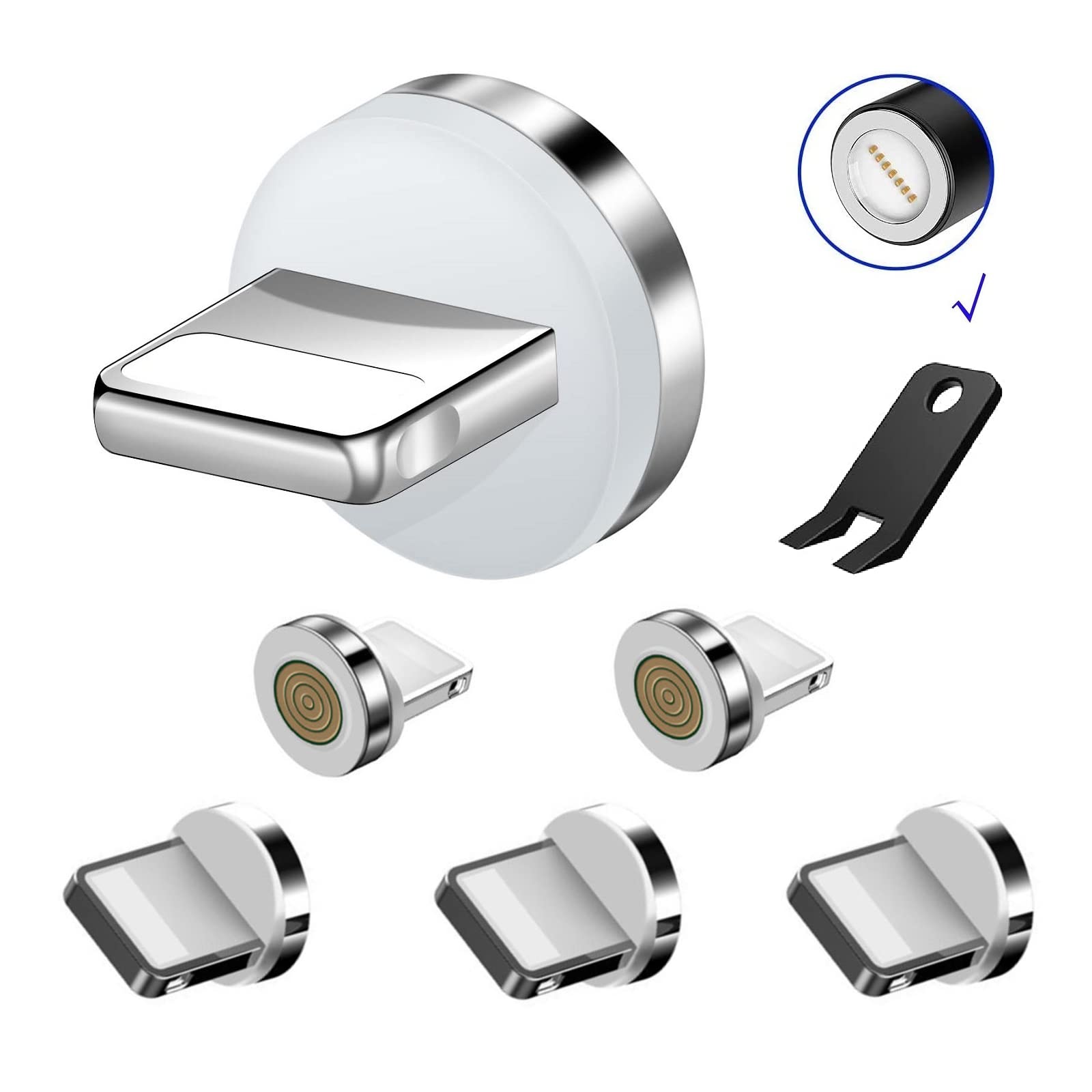 Boffdock 7 Pin I Products Magnetic Tips,6Pcs 7Pin Fast Magnetic Connector Tips For Iproducts Devices Without Usb Cables