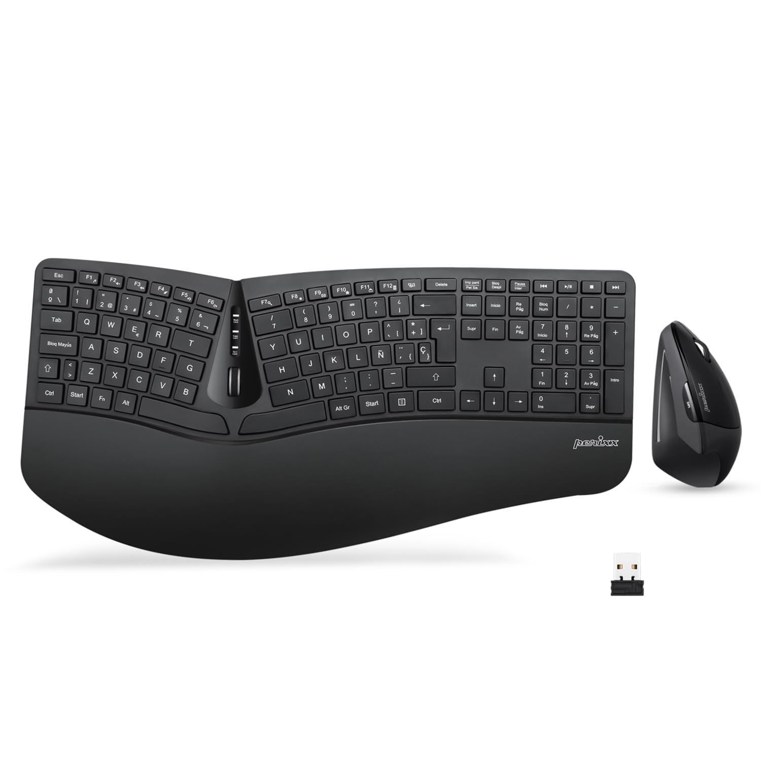 Perixx Periduo 605 Es, Pack De Teclado Ergon  Mico Inal  Mbrico   Separaci  N De Teclas Y Rat  N Vertical Con Reposa Mueca Y Tec