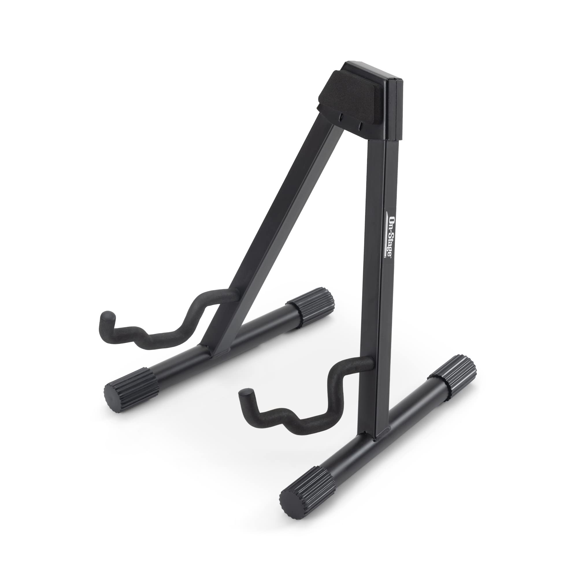 On-Stage GS7462B Professional A-Frame Guitar Stand (Holds Electric, Acoustic, and Bass Guitars, Small Amps, and Mixers, Stepped 