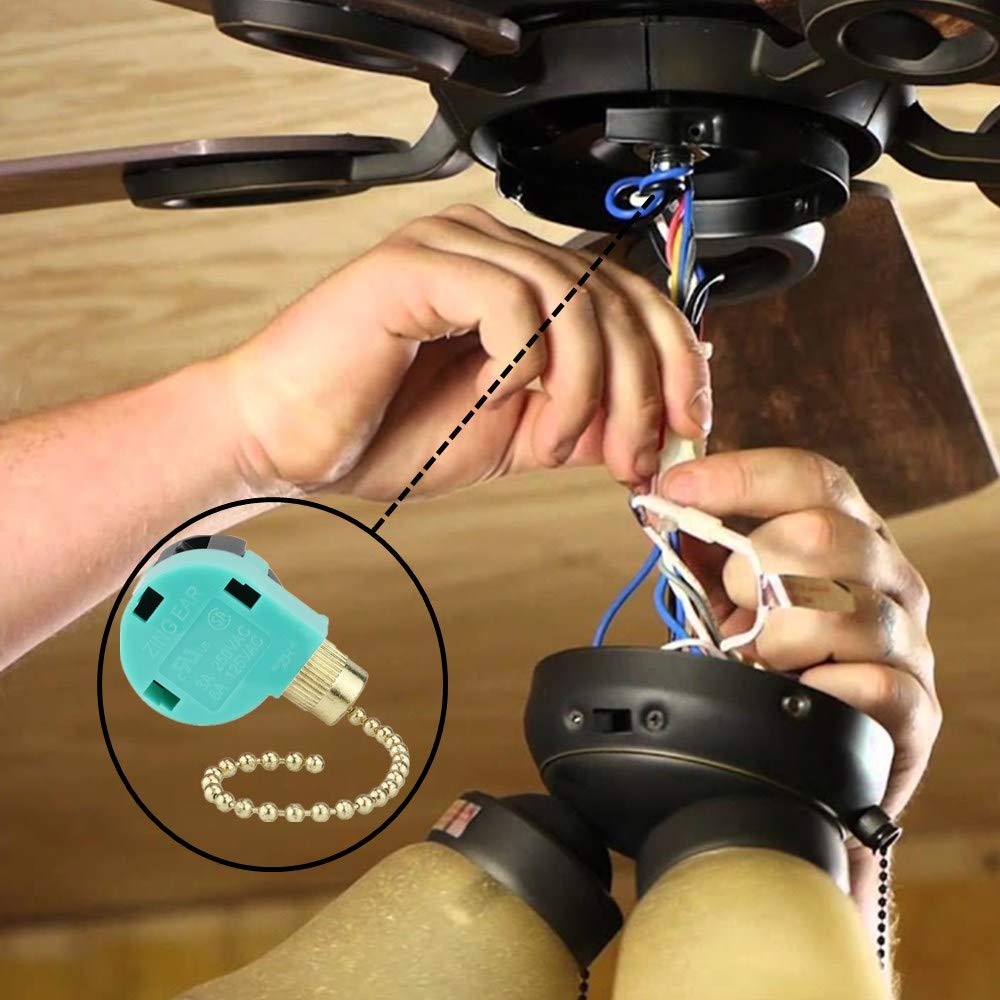 Dayone Ceiling Fan Switch 3 Speed 4 Wire Zing Ear Ze 268S6 Pull Chain Switch Control Replacement 3 Speed Control Switch Ceiling