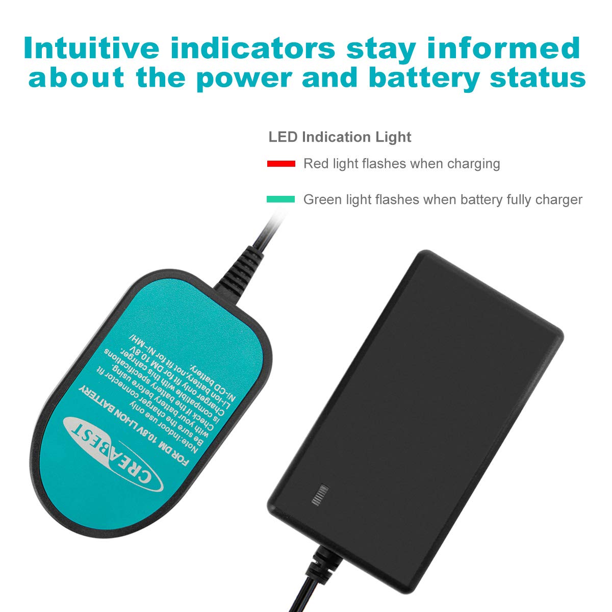 Creabest New 10.8V Battery Charger Compatible With Dremel 10.8V Li Ion Battery 855 01 855 02 8000 01 8001 01 8001 02 (Only For L
