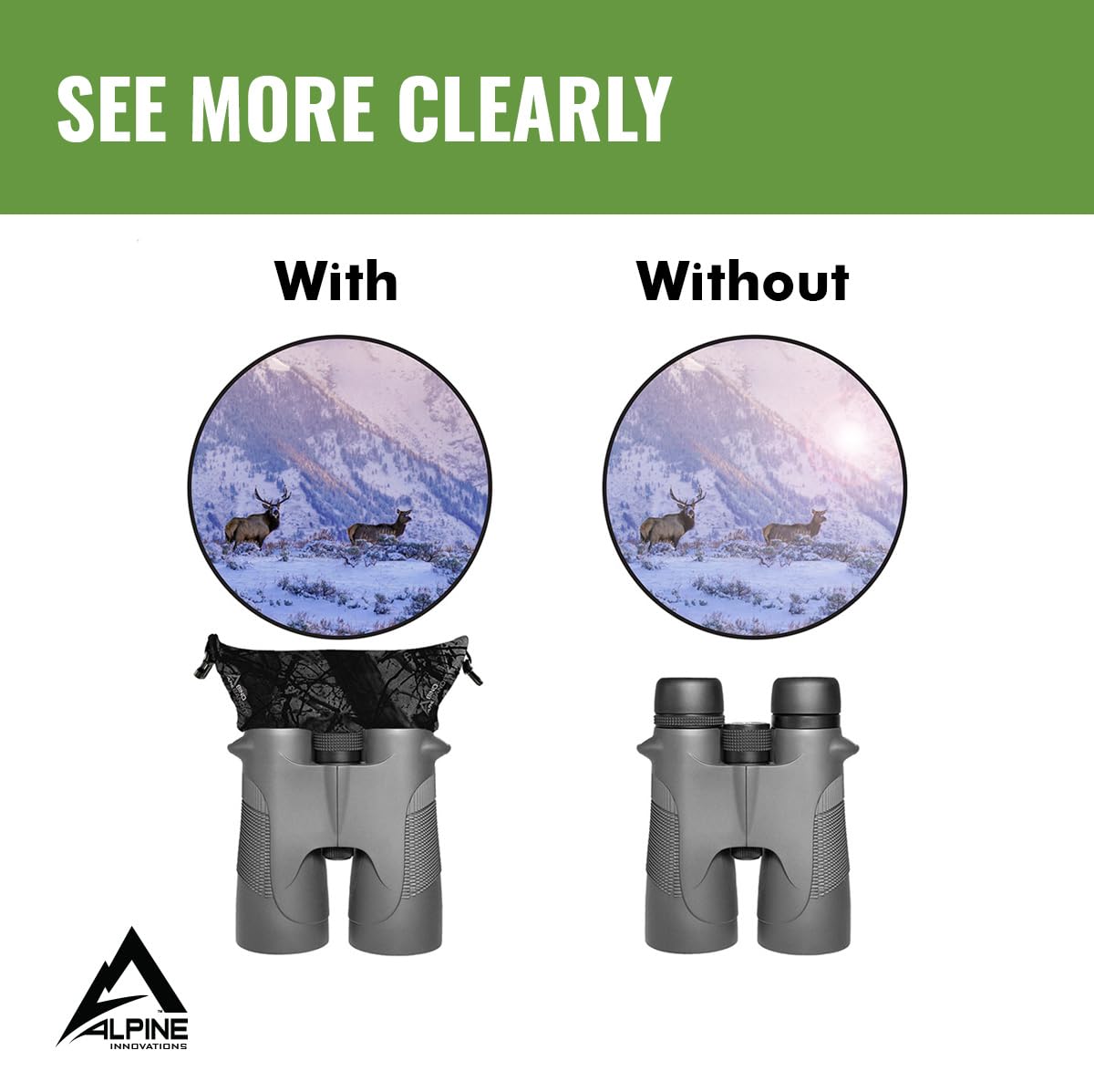 Slicker Bino Bandit   Blocks Glare, Improves Visual Acuity And Reduces Eye Fatigue. Fits All Binoculars, Stealth Tan