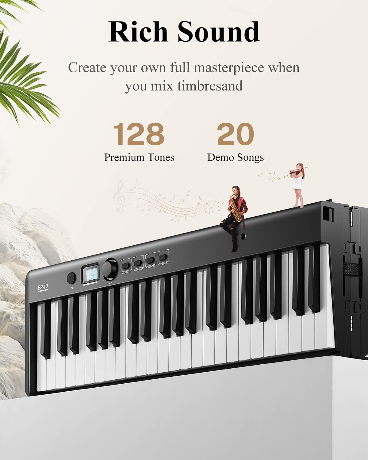 Eastar Ep 10 Beginner Foldable Digital Piano 88 Key Full Size Semi Weighted Keyboard, Bluetooth Portable Electric Piano With Pia