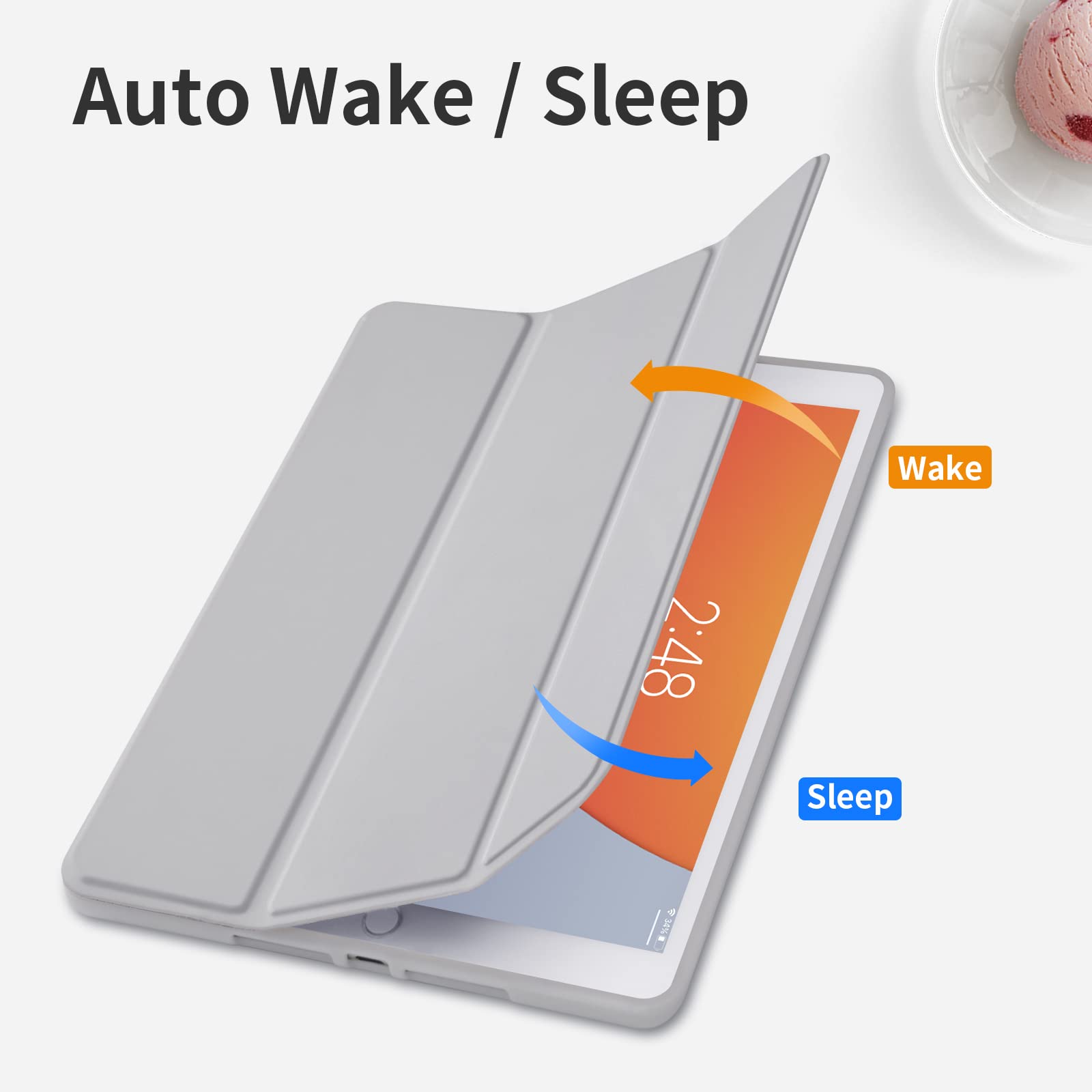 Ghinl For Ipad 9Th/8Th/7Th Generation Case (2021/2020/2019) Ipad 10.2 Inch Case With Pencil Holder [Sleep/Wake] Slim Soft Tpu Ba