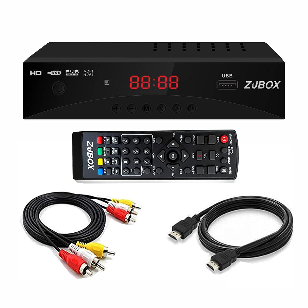Digital Tv Converter Box, Atsc Cabal Box - Zjbox For Analog Hdtv Live1080P With Tv Recording&Playback,Hdmi Output, Timer Setting