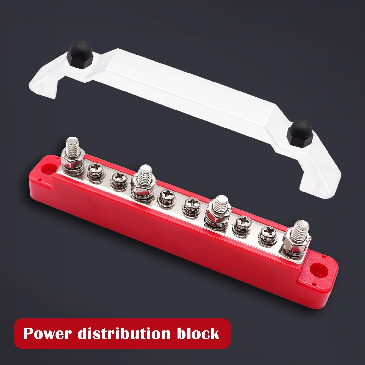Aienxn 150A 12V Bus Bar Marine, 1/4'' Power Distribution Block, Battery Buss Bar, Automotive Busbar Terminal Block For Car And B