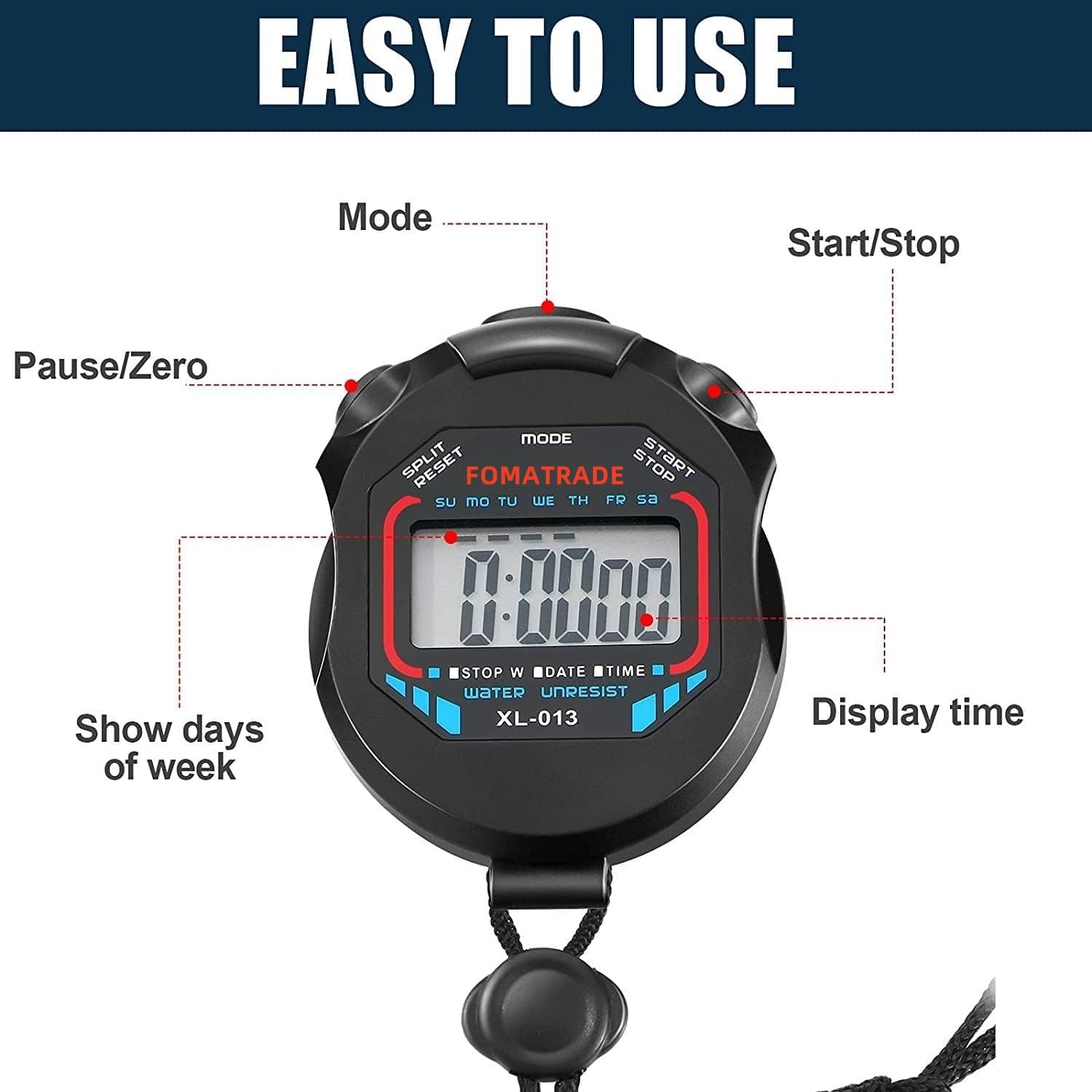 Camybb Multi Function Professional Handheld Electronic Digital Lcd Chronograph Timer Stopwatch Sportwatch